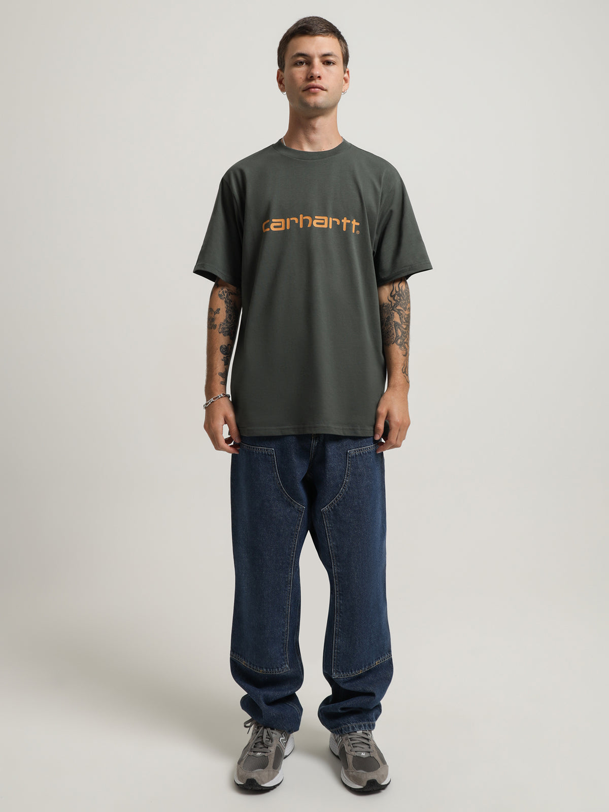 Carhartt Wip Double Knee Pants in Blue Heavy Stonewash | Blue