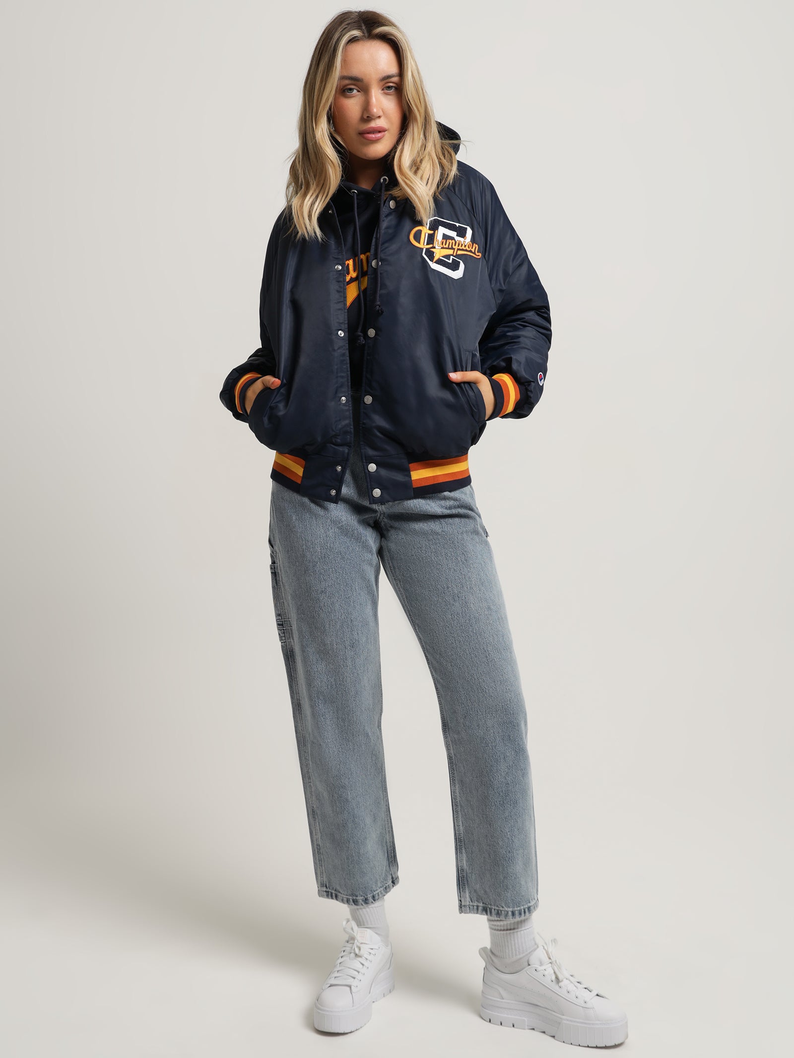 Re:Bound Letterman Jacket in Navy