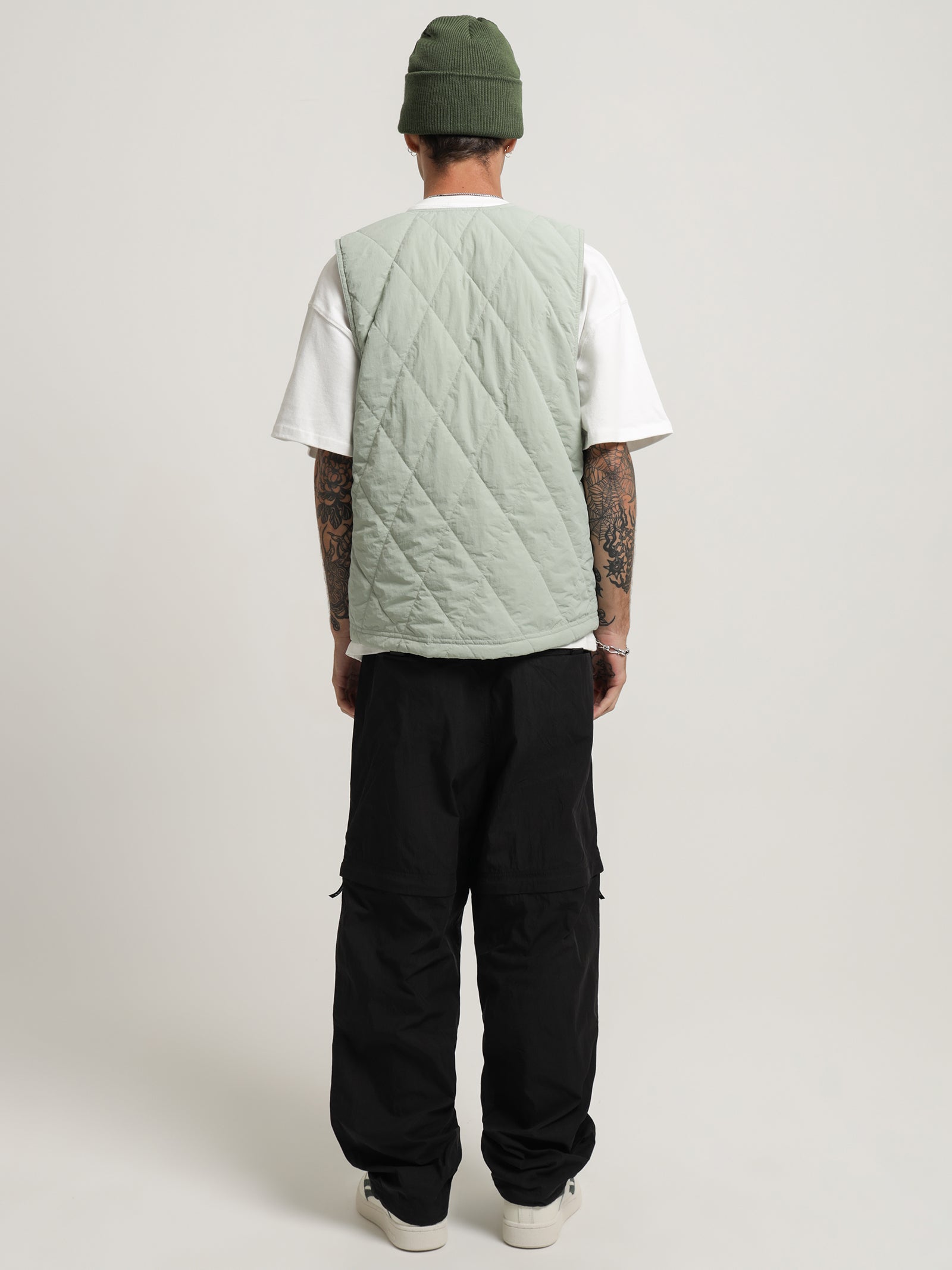 Unisex Diamond Quilted Vest in Sage - Glue Store