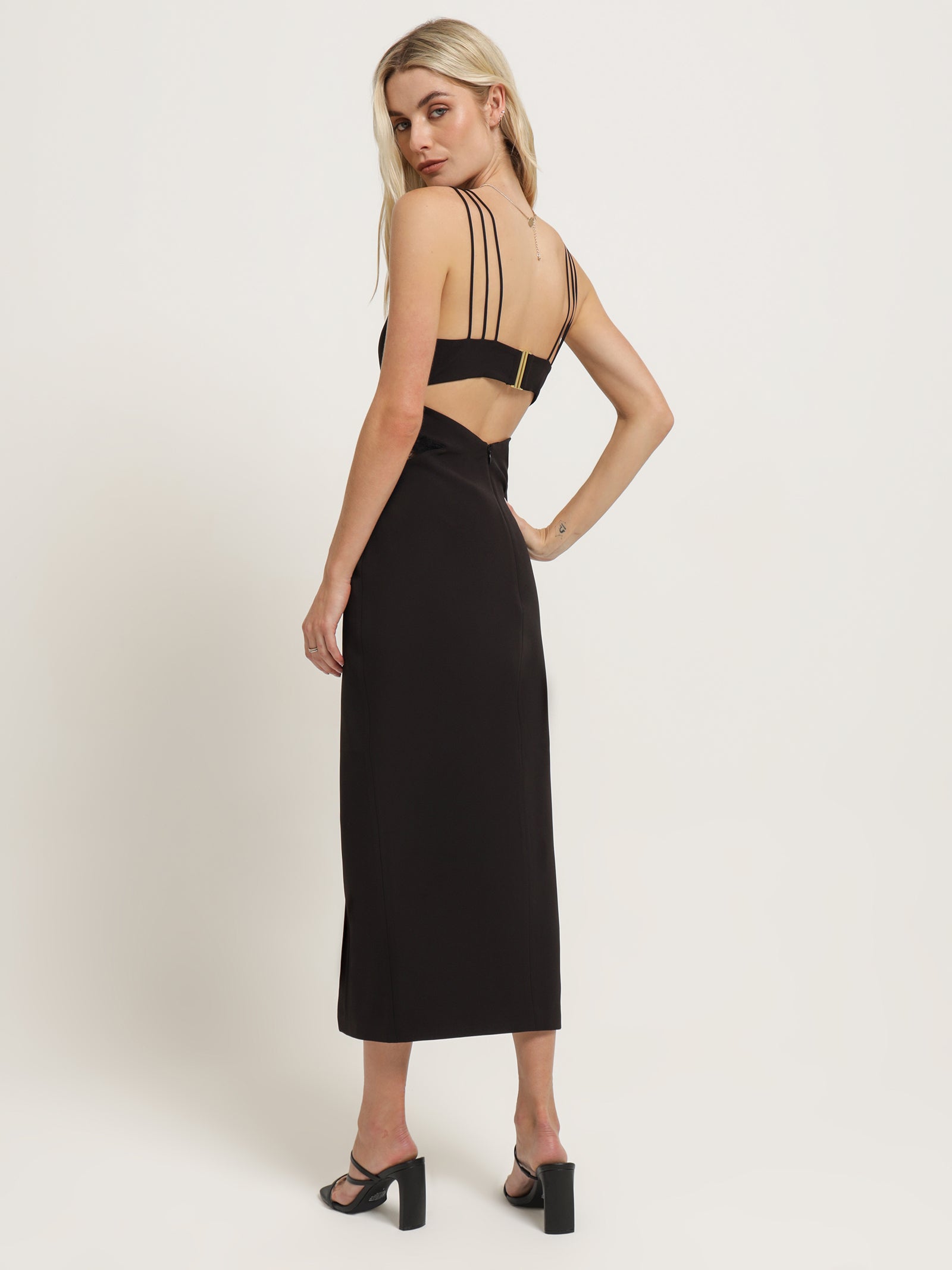 Cut Out Midi Dress in Black