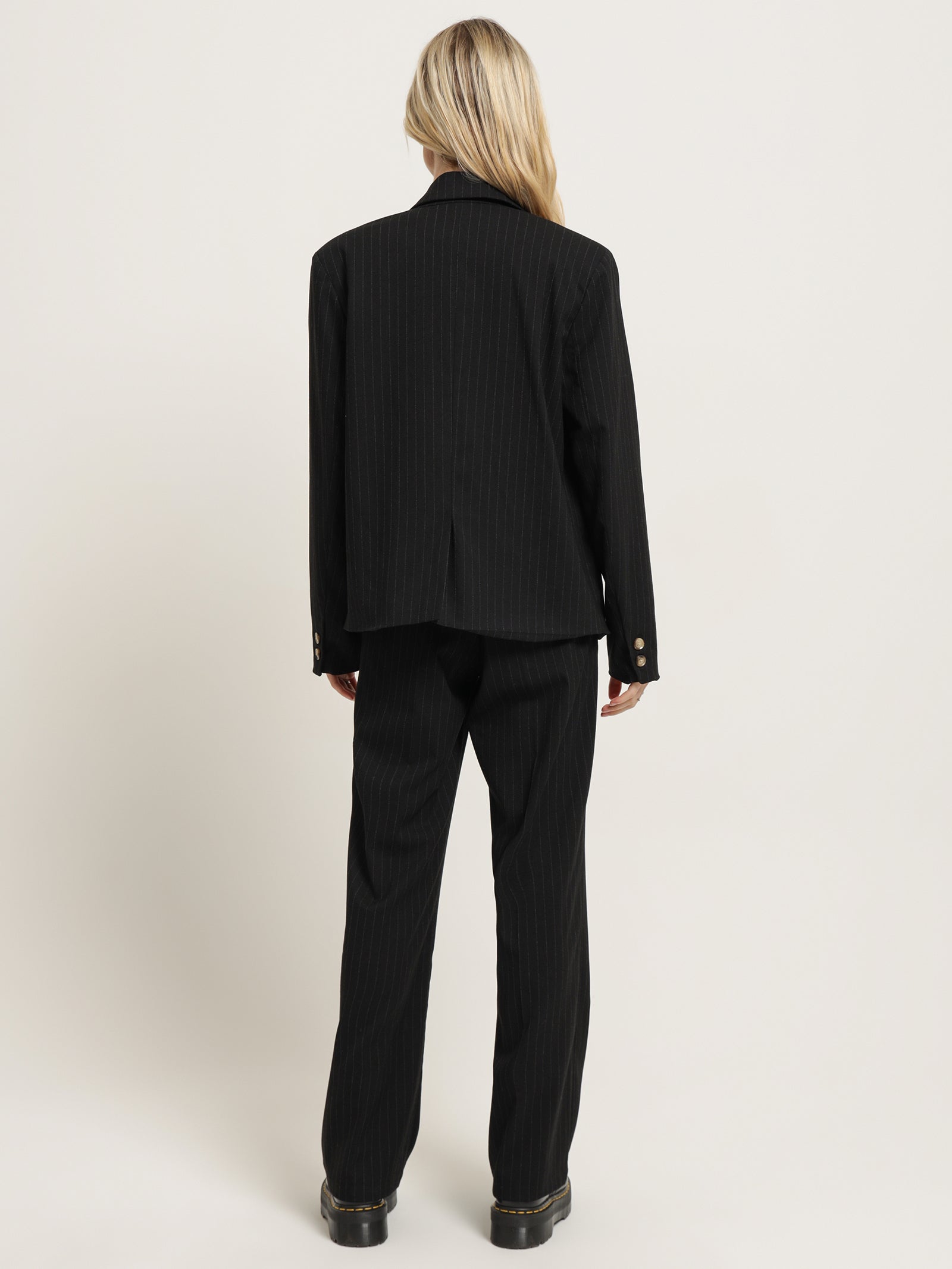 Gabrielle Blazer in Black Pinstripe