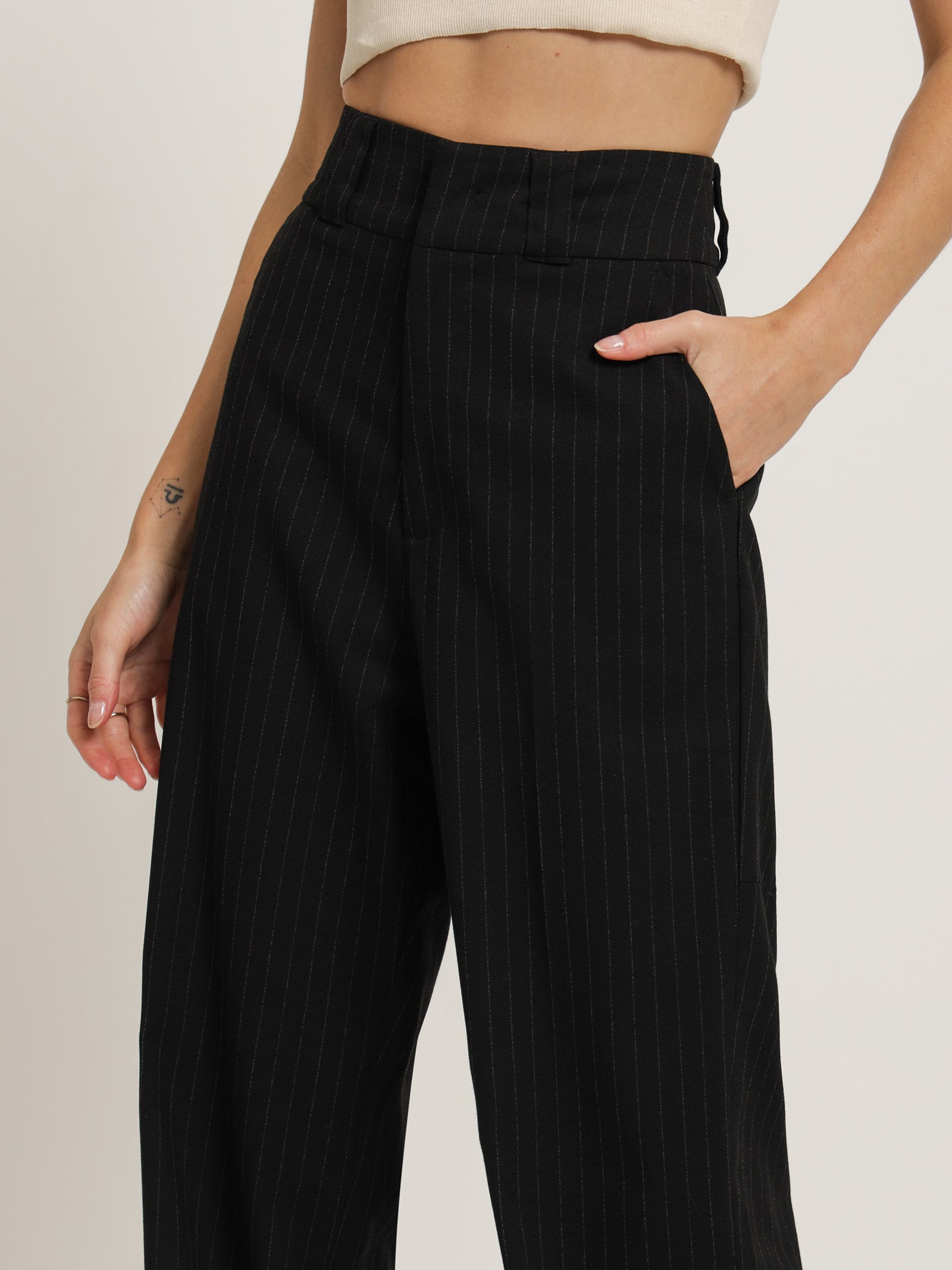 Danny Pinstripe Pants in Black Pinstripe