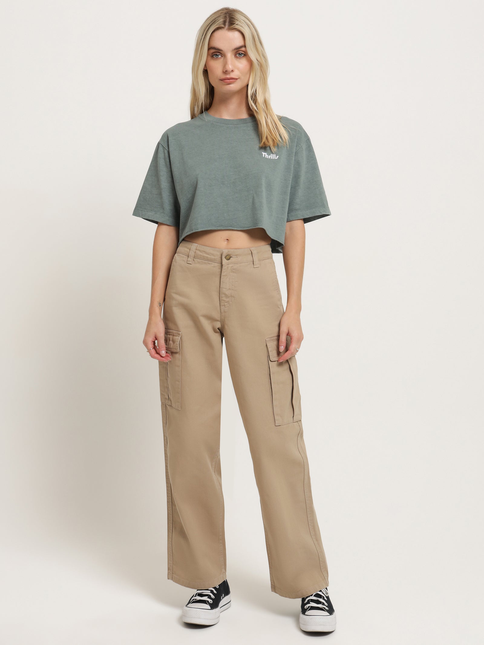 Zara Cargo Pants Trousers Wide Beige Size XS Bloggers Favorite 