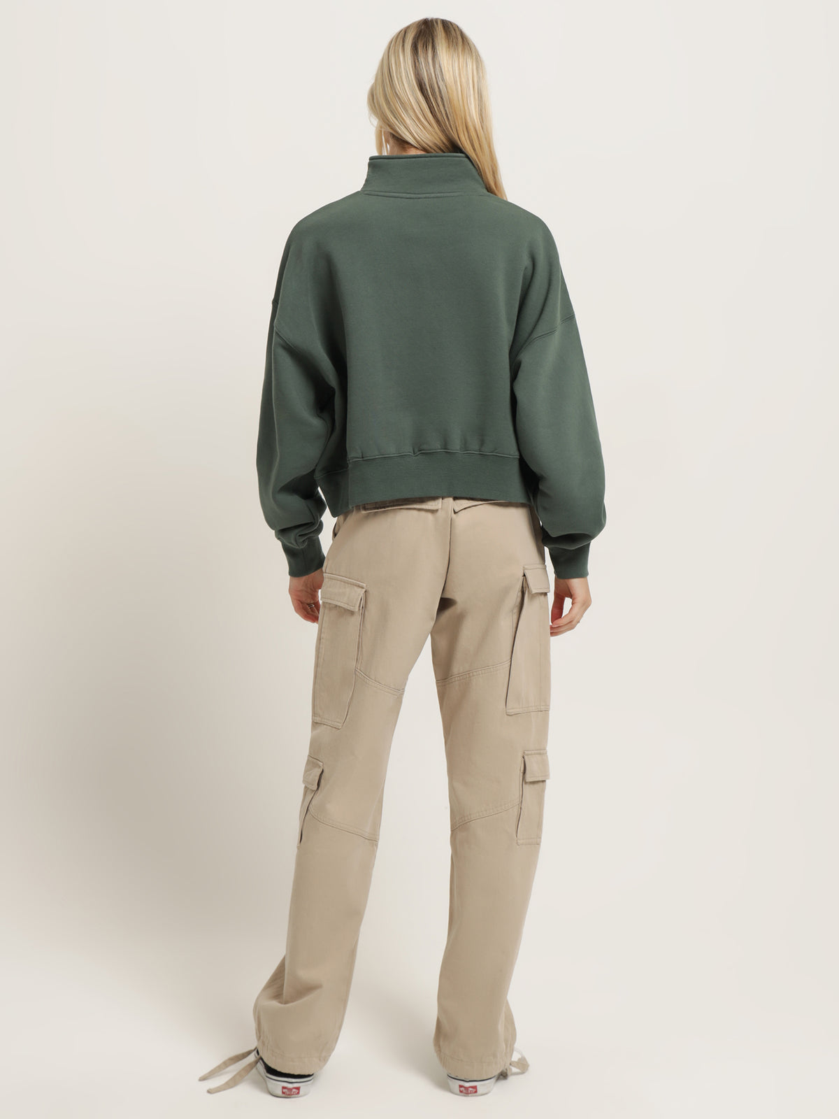 Stussy Stock 1/4 Zip Fleece Sweater in Fern Green | Fern Green