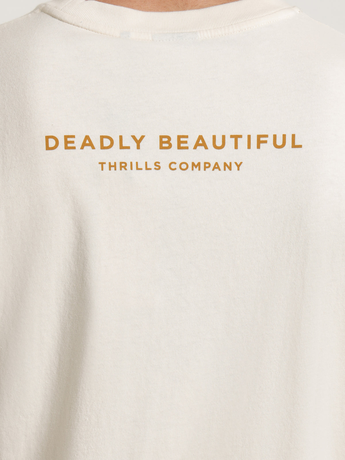 Thrills Deadly Beautiful Merch Fit T-Shirt in Heritage White | Vintage Wh