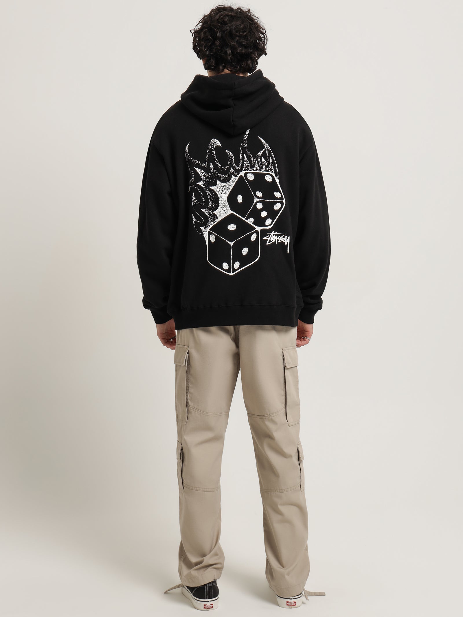 Stussy Fire Dice 50 50 Hoodie in Black Black Glue Store