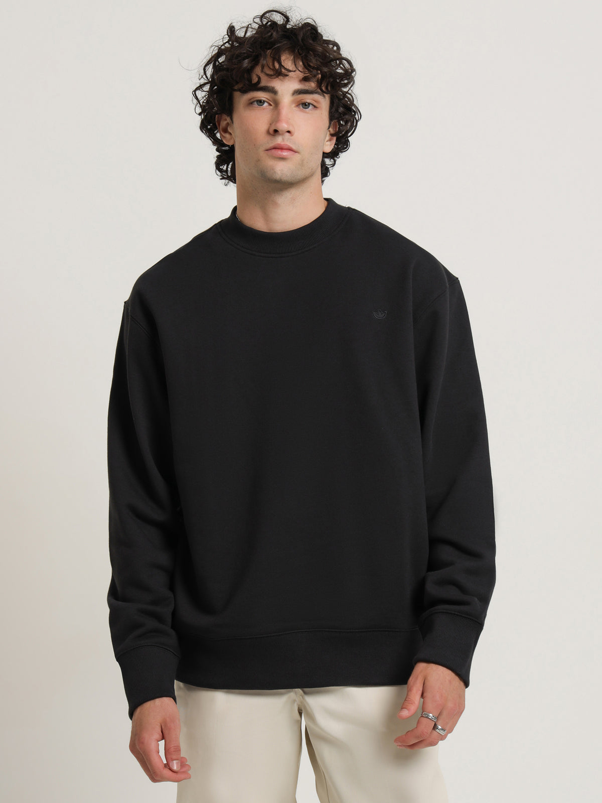 Adidas Adicolor Contempo Crew French Terry Sweatshirt in Black | Black