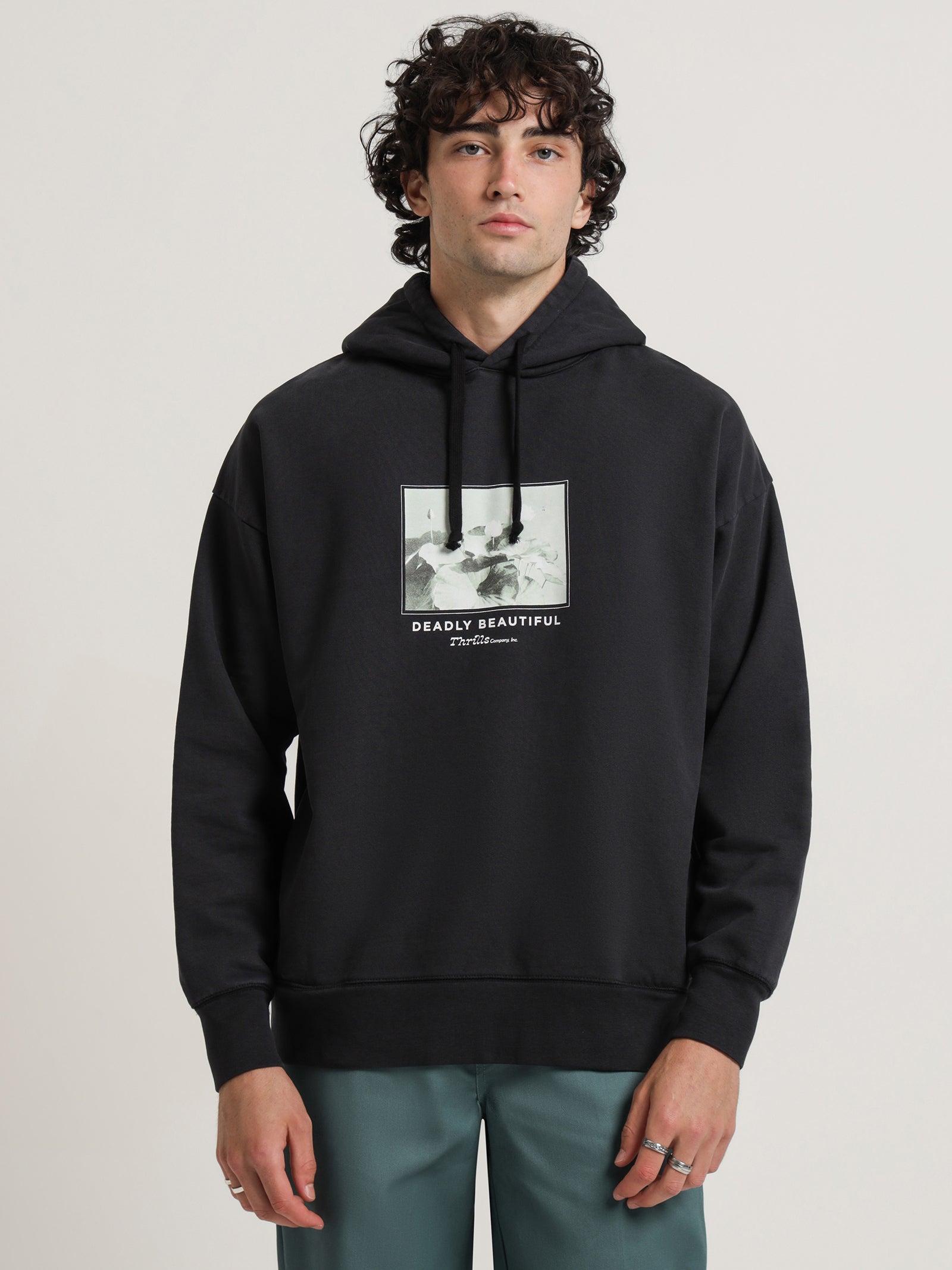 Thrills Deadly Beautiful Slouch Hoodie in Washed Black | Glue Store