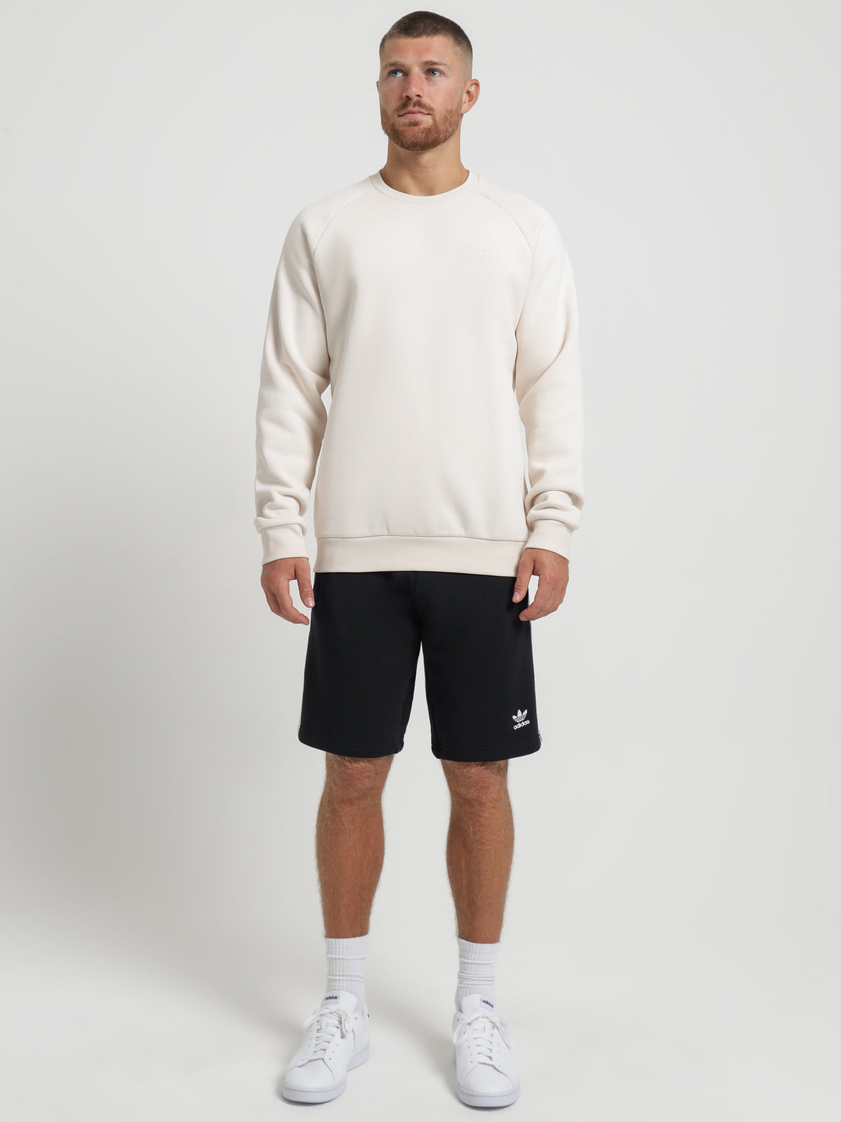 Adidas Trefoil Essentials Crewneck Sweatshirt in Wonder White | White