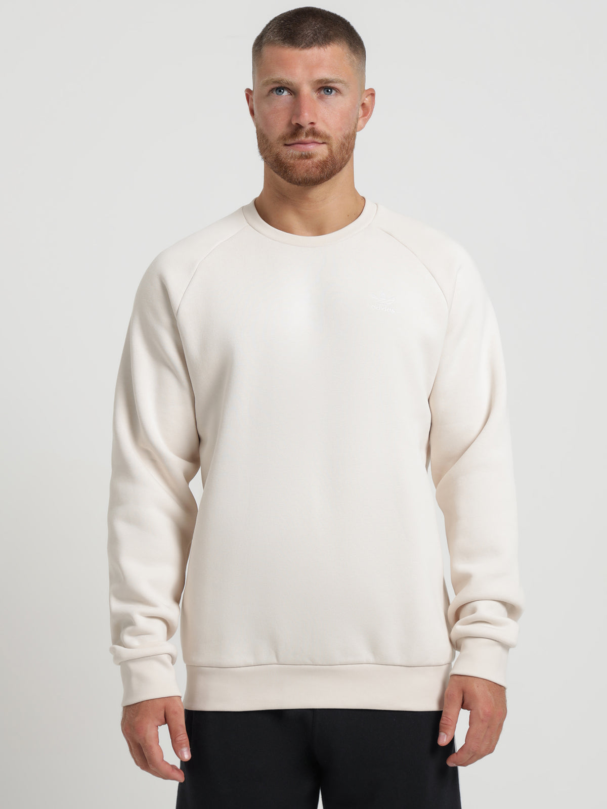 Adidas Trefoil Essentials Crewneck Sweatshirt in Wonder White | White