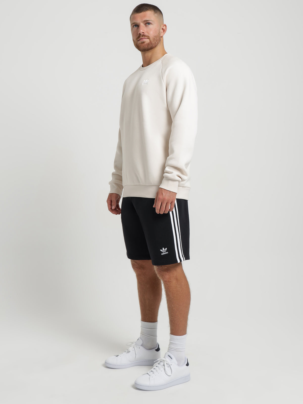 Adidas Trefoil Essentials Crewneck Sweatshirt in Wonder White | White