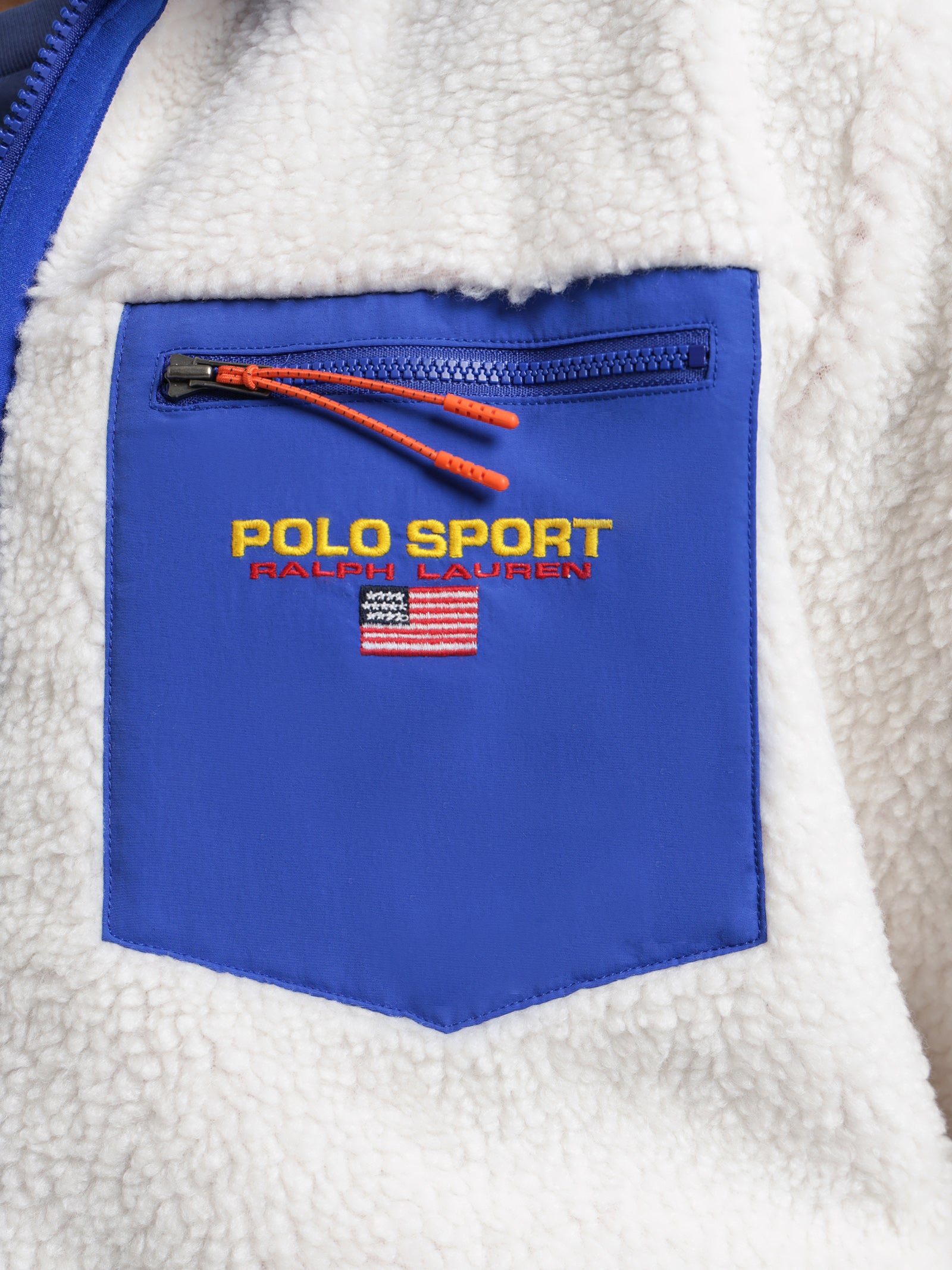 Bonded Polo Sport Pile Fleece in Clubhouse Cream & Sapphire Star