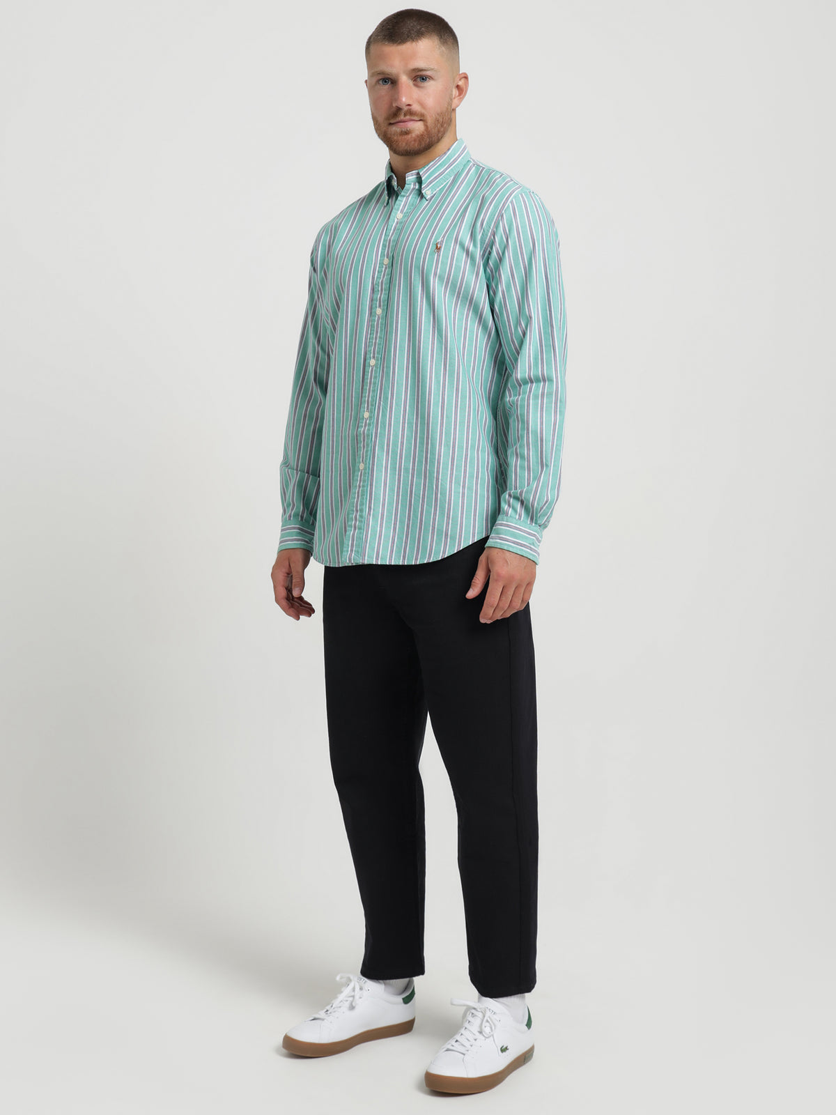 Polo Ralph Lauren Custom Stripe Shirt in Green & Blue | Green/Blue