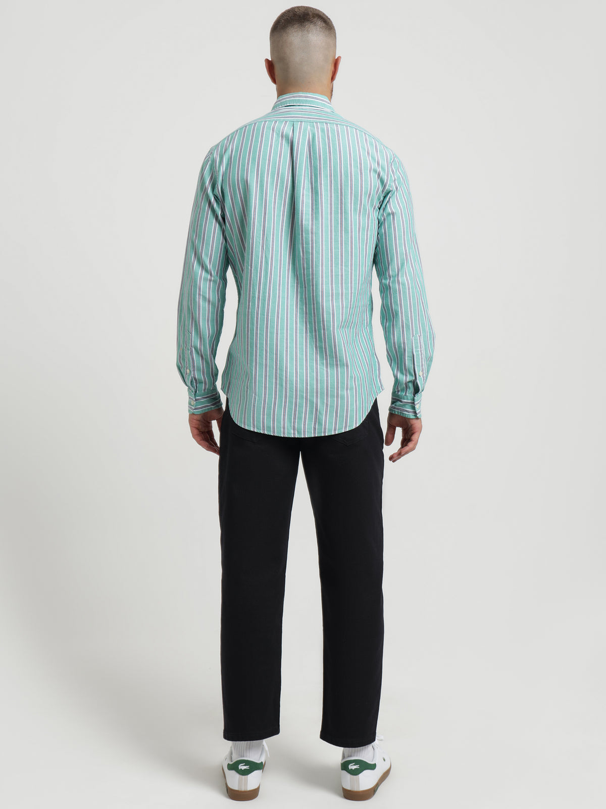 Polo Ralph Lauren Custom Stripe Shirt in Green & Blue | Green/Blue