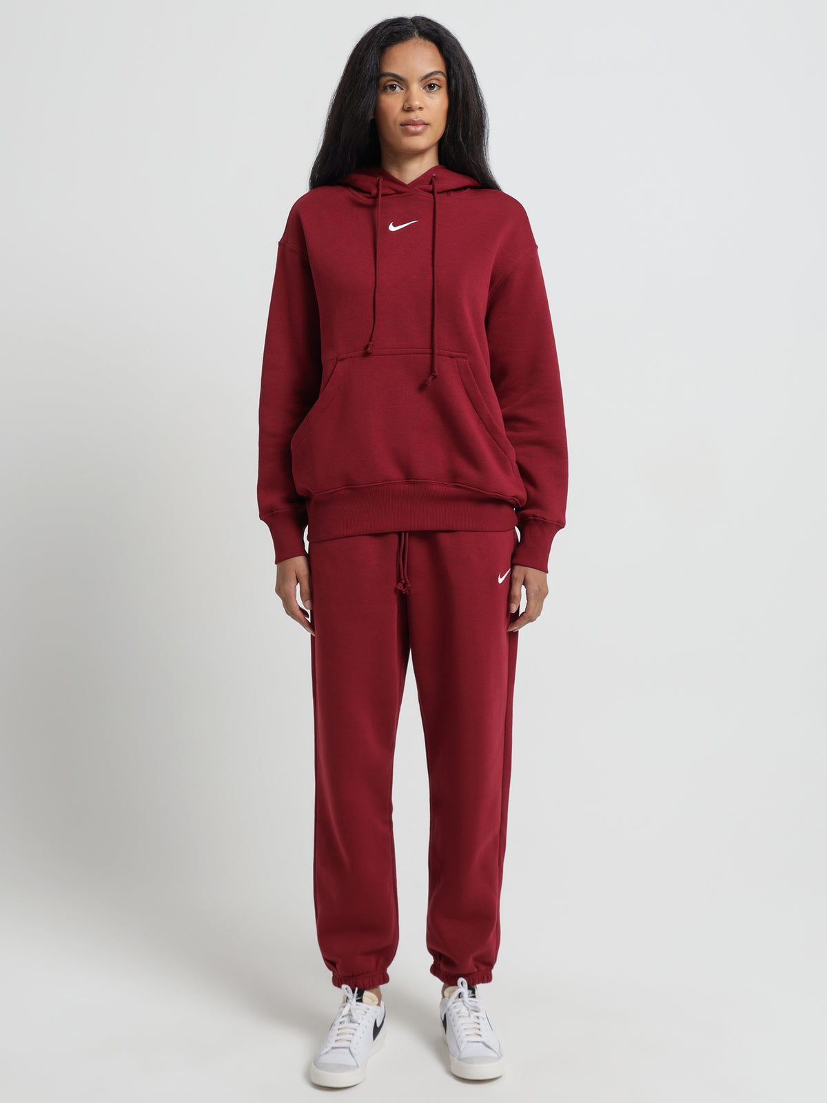 Nike Sportswear Phoenix Fleece Oversized Pullover Hoodie in Team Red & White | Red/White