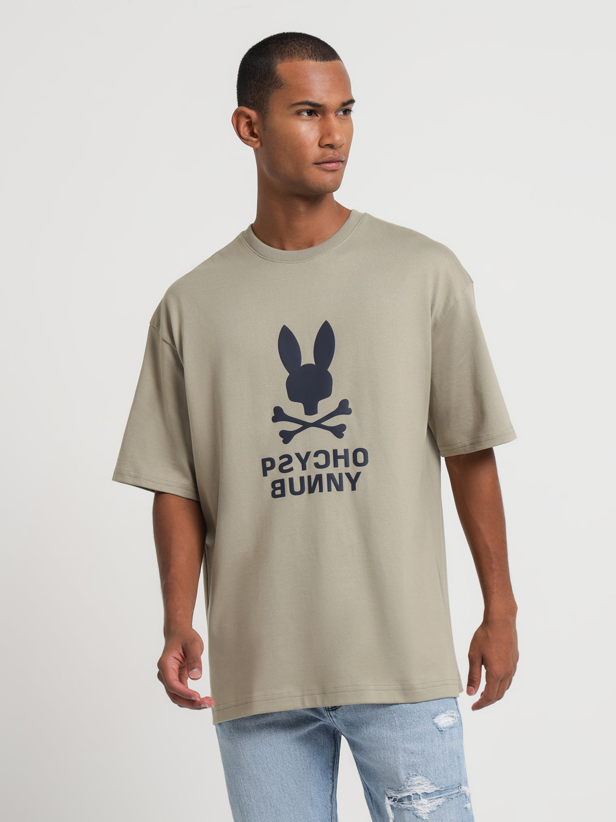 Psycho Bunny Inc Lloyds Relaxed Fit Graphic T-Shirt in Sand | 357 Wet Sand