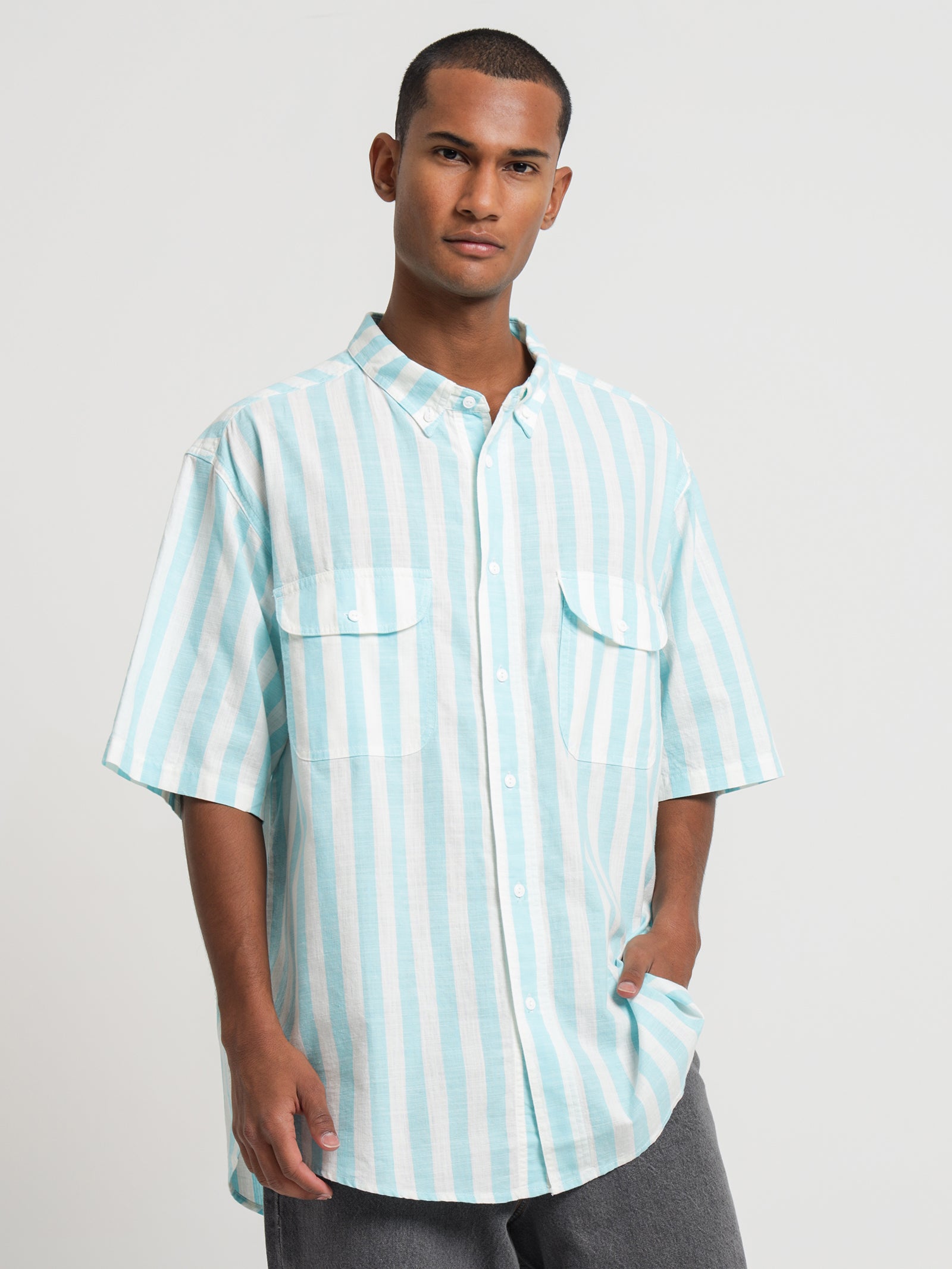 Levis Skate Short Sleeve Woven Shirt in Blue & White | Glue Store