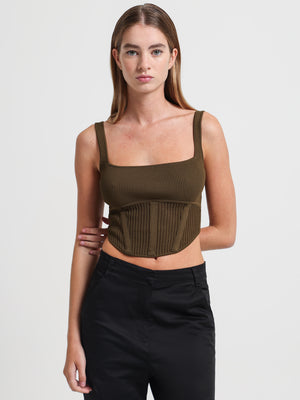 Analia Knit Corset in Army Green - Glue Store