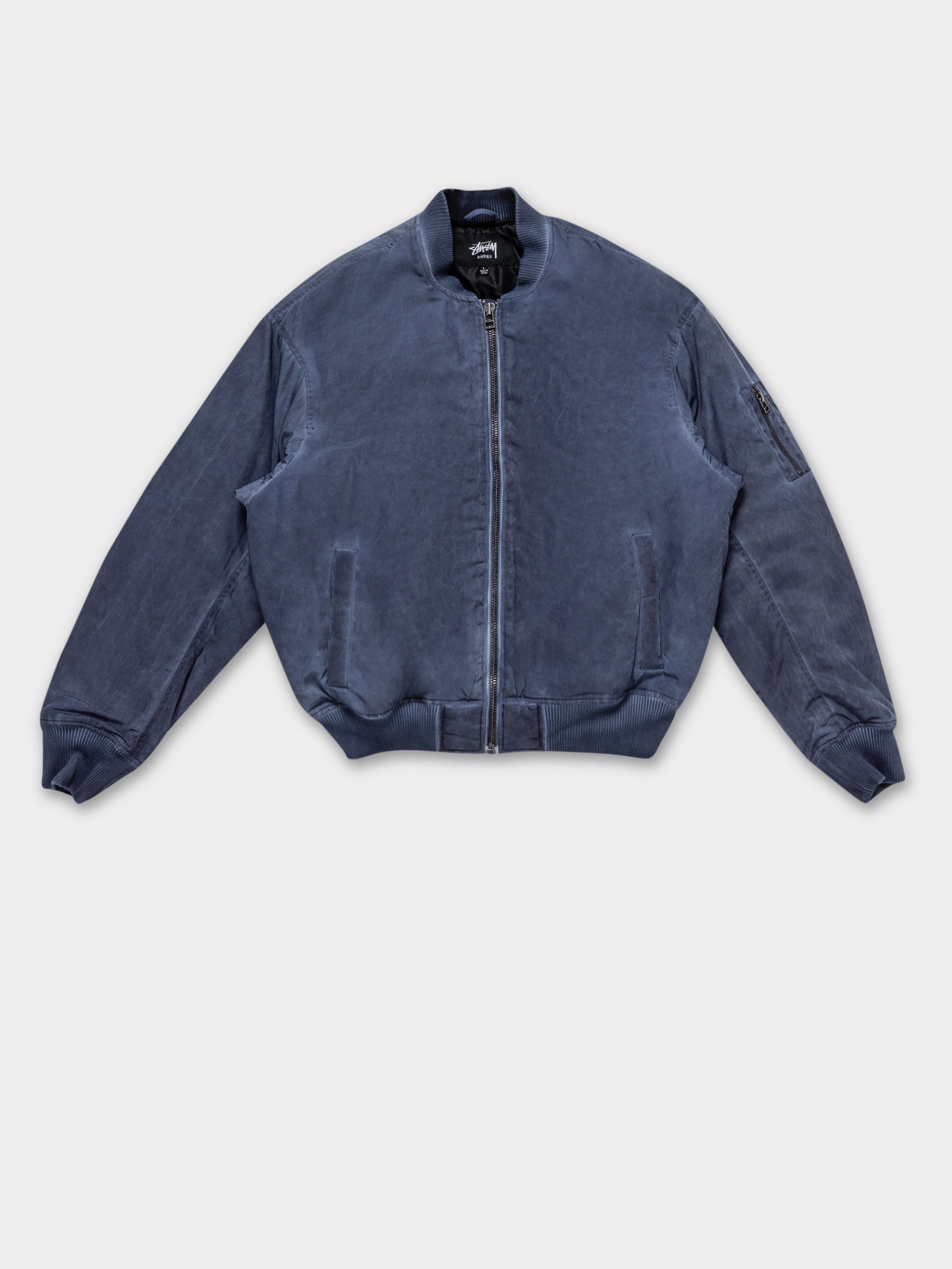 Dyed Nylon Bomber Jacket in Navy