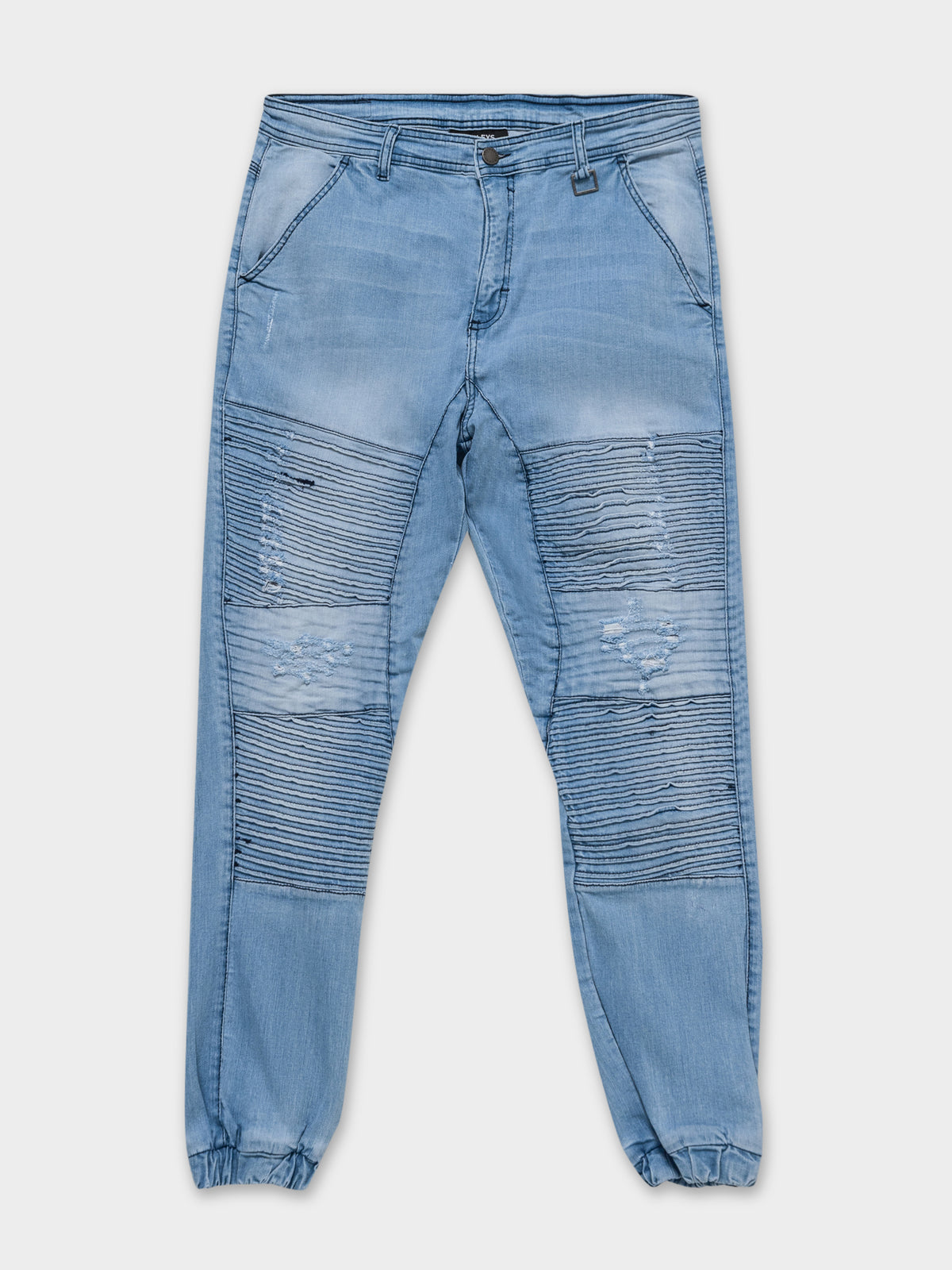 Henleys Falcon Moto Denim Jeans in Sea Blue | Sea Blue