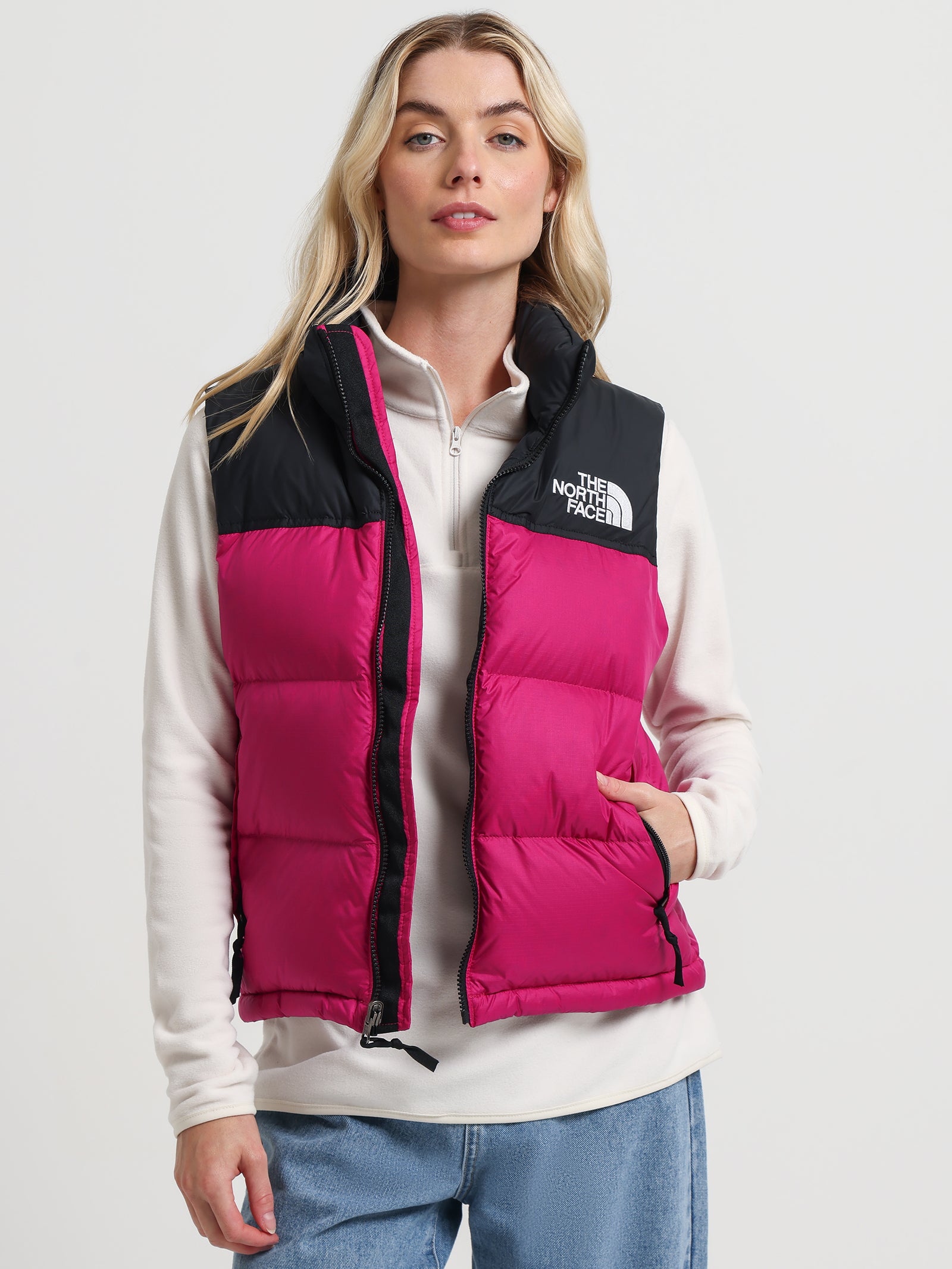 1996 Retro Nuptse Vest in Fuschia Pink