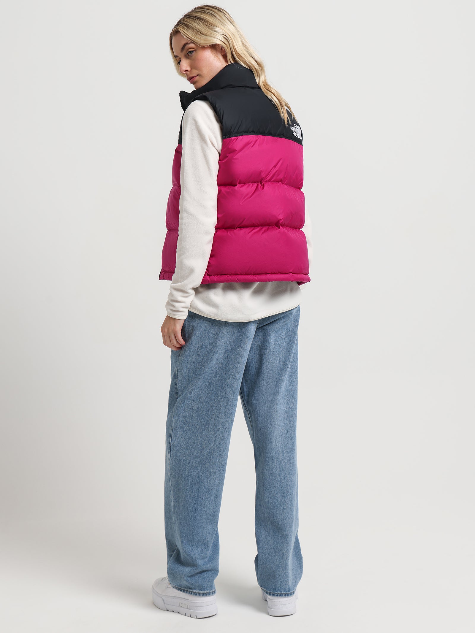 1996 Retro Nuptse Vest in Fuschia Pink