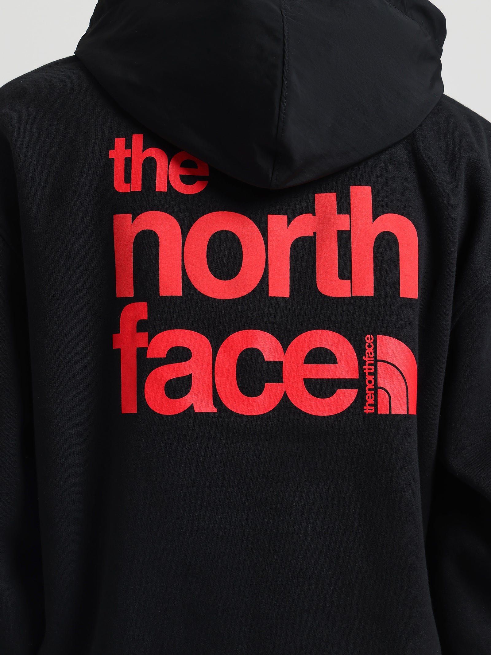 Grey and red north clearance face hoodie