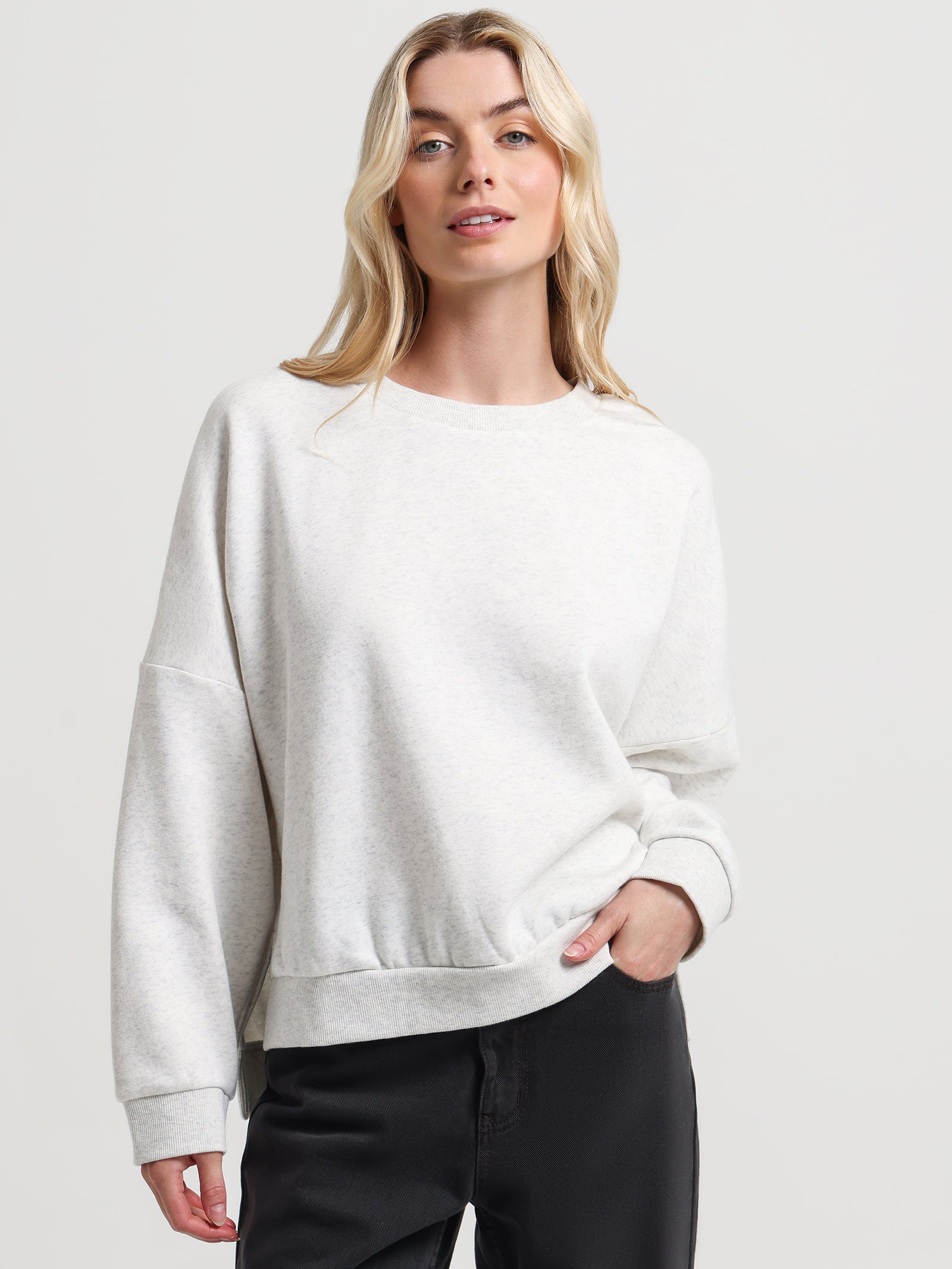 Nude lucy Carter Classic Oversized Sweat in Snow Marle | Glue Store