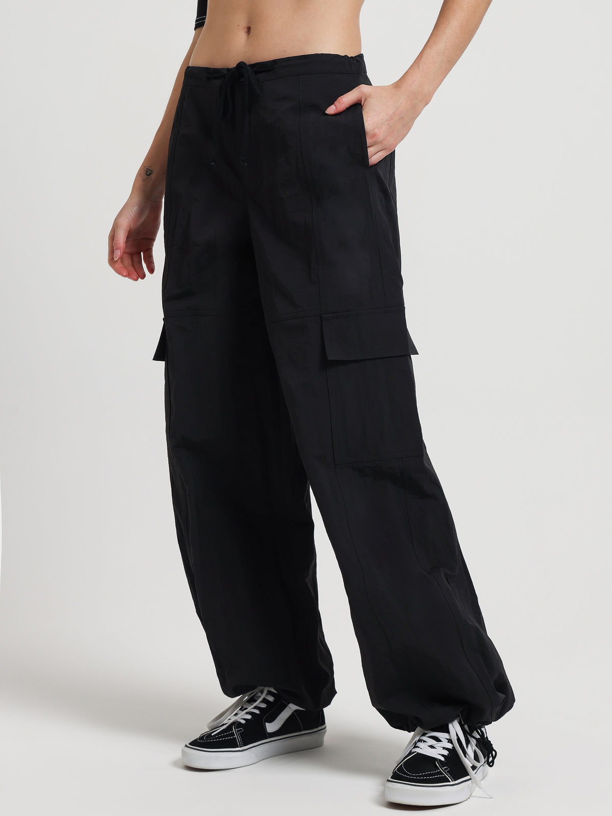 Beyond Her Parachute Cargo Pants in Black | Black