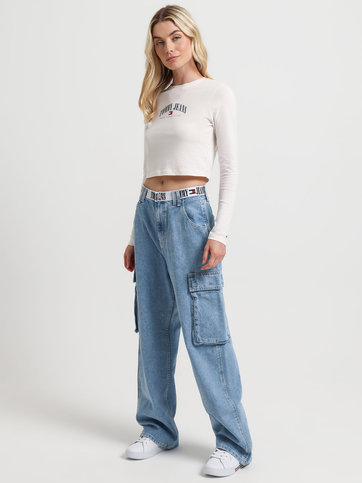 Tommy Hilfiger Archive Low Rise Baggy Cargo Jeans in Denim Light | Denim