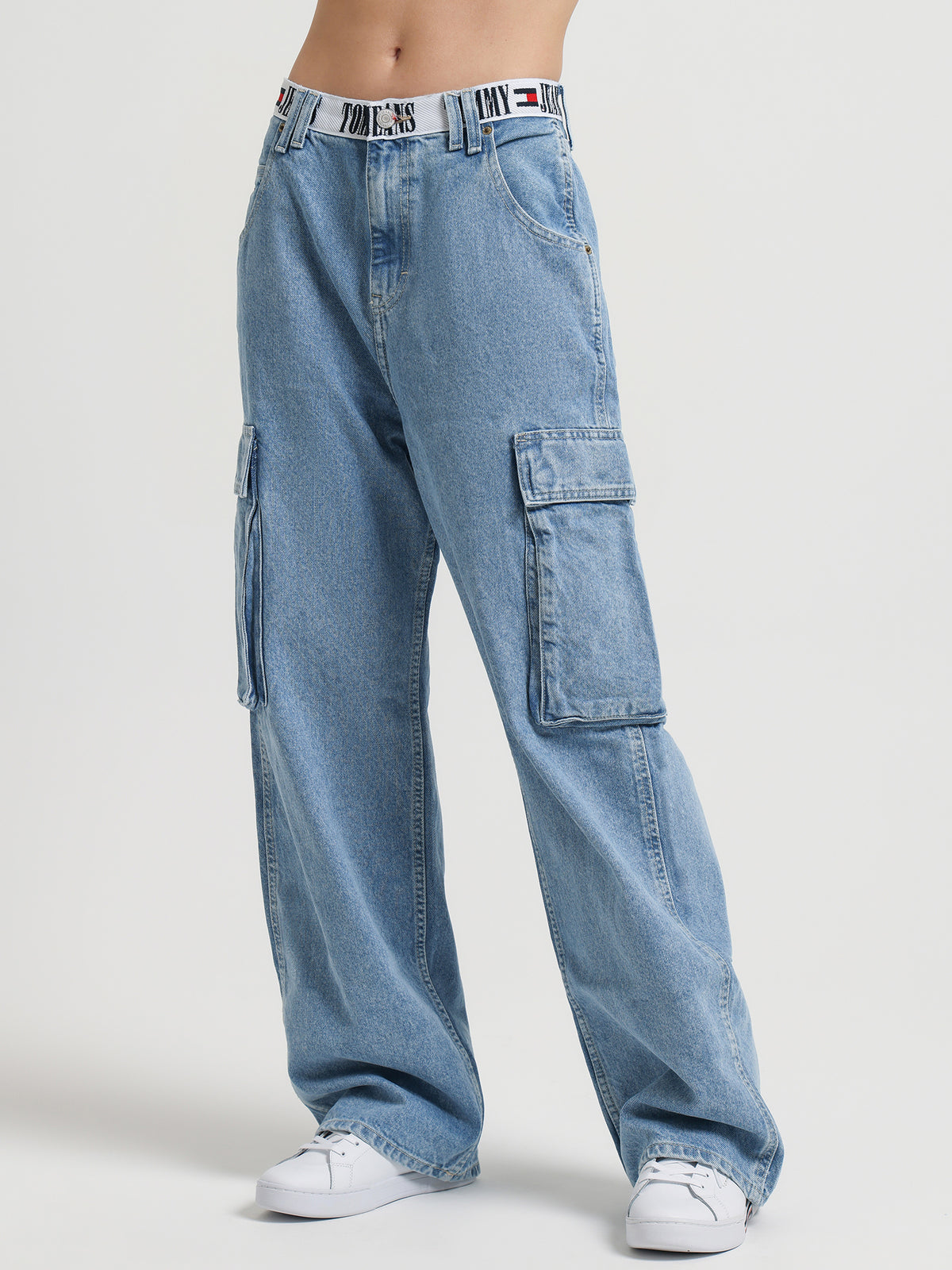 Tommy Hilfiger Archive Low Rise Baggy Cargo Jeans in Denim Light | Denim