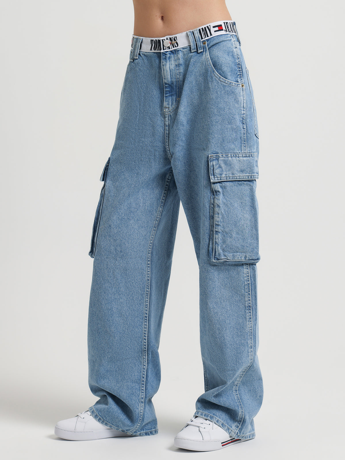 Tommy Hilfiger Archive Low Rise Baggy Cargo Jeans in Denim Light | Denim