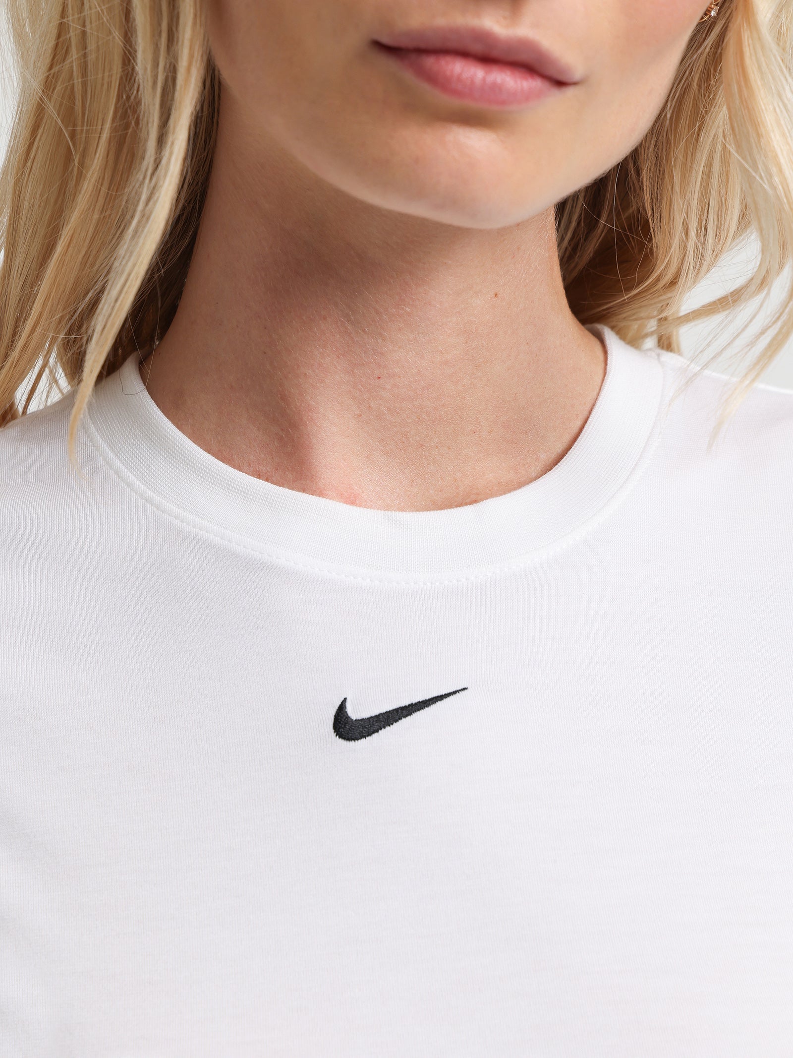 Nike Sportswear Essential Slim Fit Crop T-Shirt in White | Glue Store