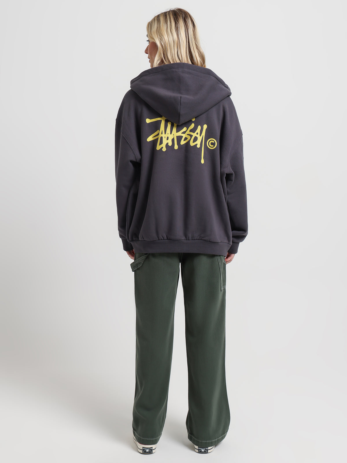 Stussy Graffiti Zip Up Hood Charcoal | Charcoal