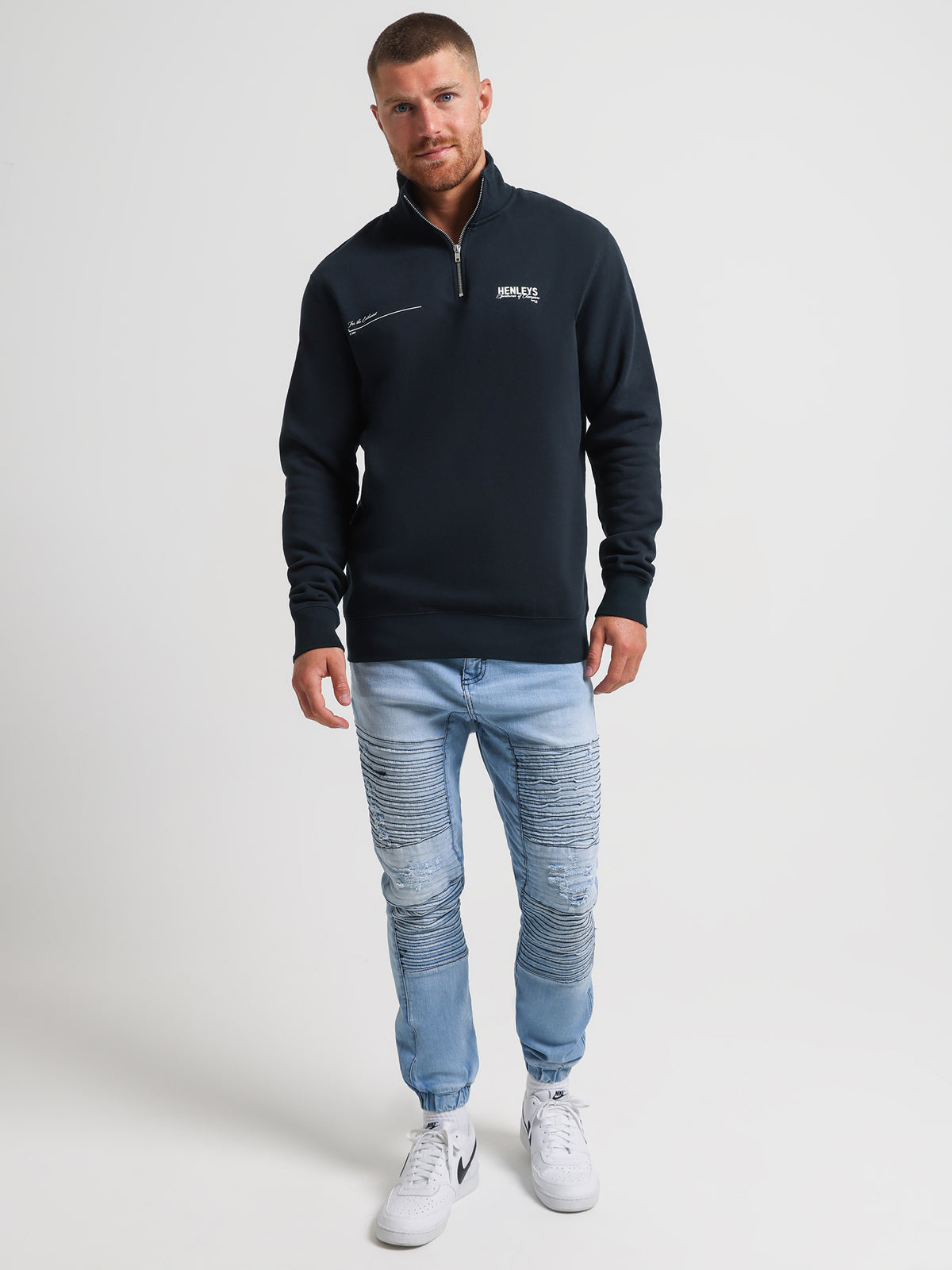 Henleys Champion Zip Sweater in Navy | Navy