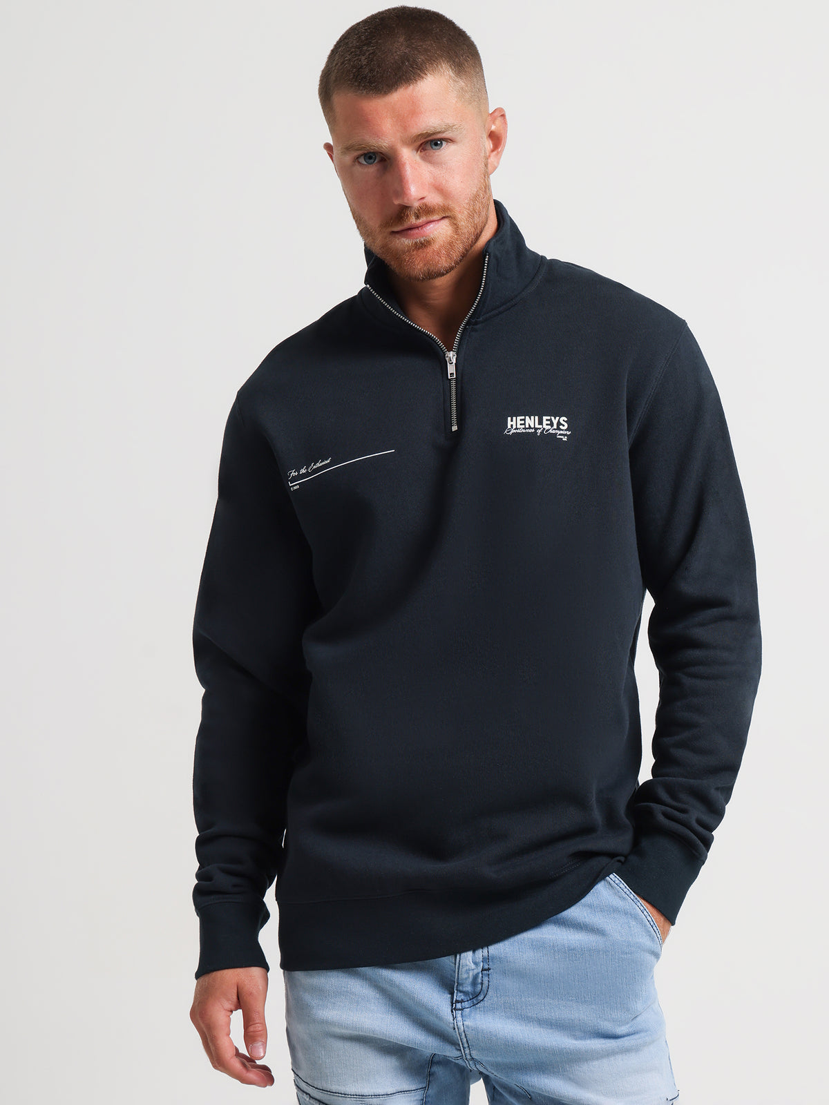 Henleys Champion Zip Sweater in Navy | Navy