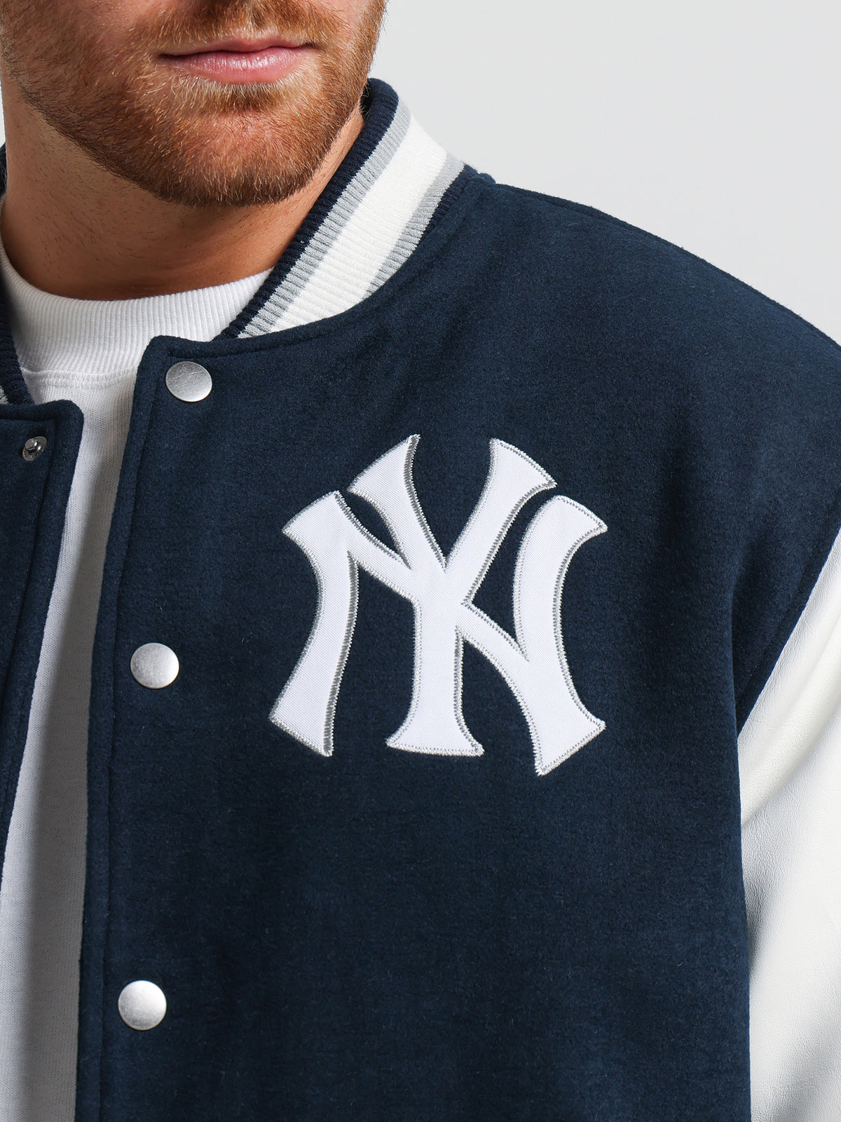 Mitchell & Ness Yankees Athlete Letterman Jacket in Midnight Blue | Midnight