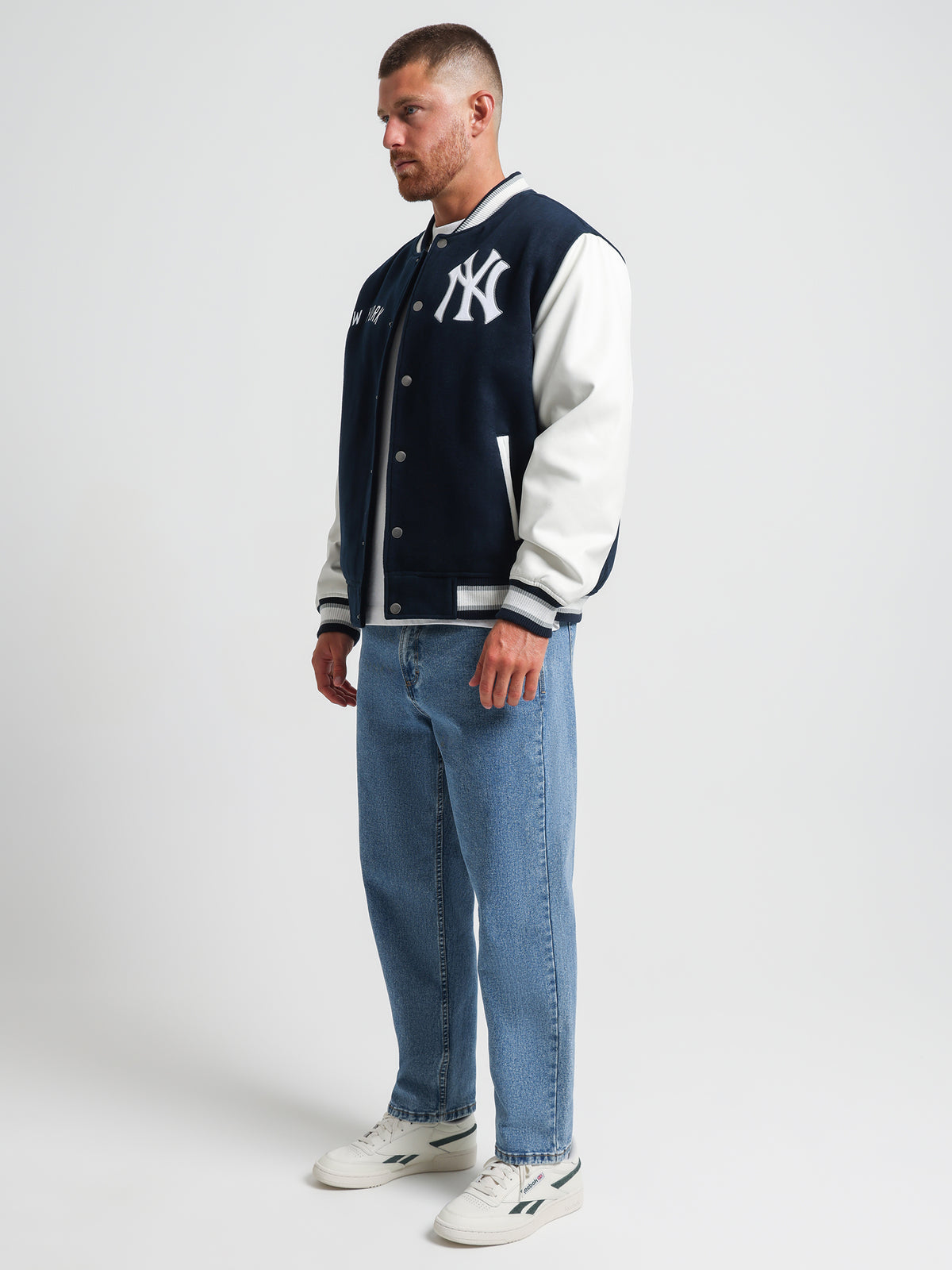 Mitchell & Ness Yankees Athlete Letterman Jacket in Midnight Blue | Midnight