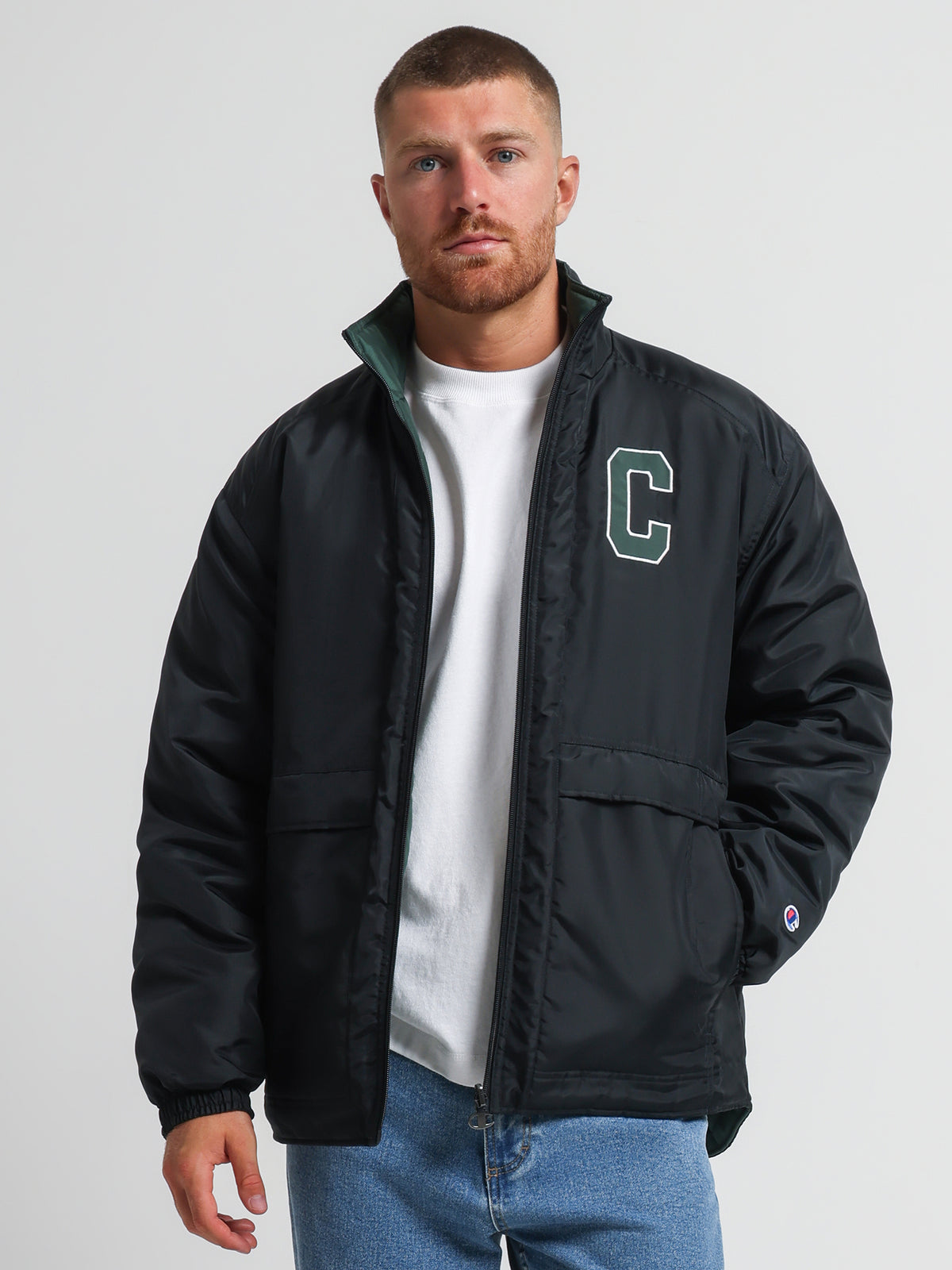 Champion Lifestyle Reversible Parka Puffer Jacket in Black | Black