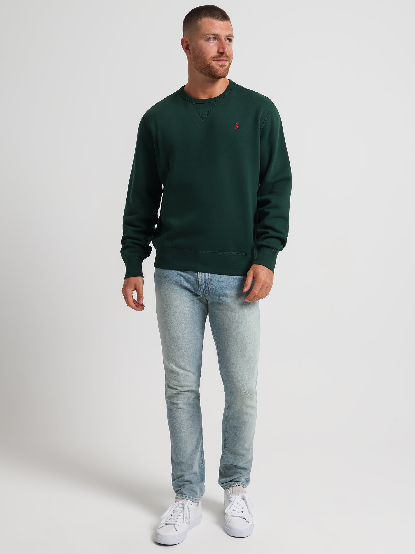 Vintage Fleece Crew Sweat in College Green