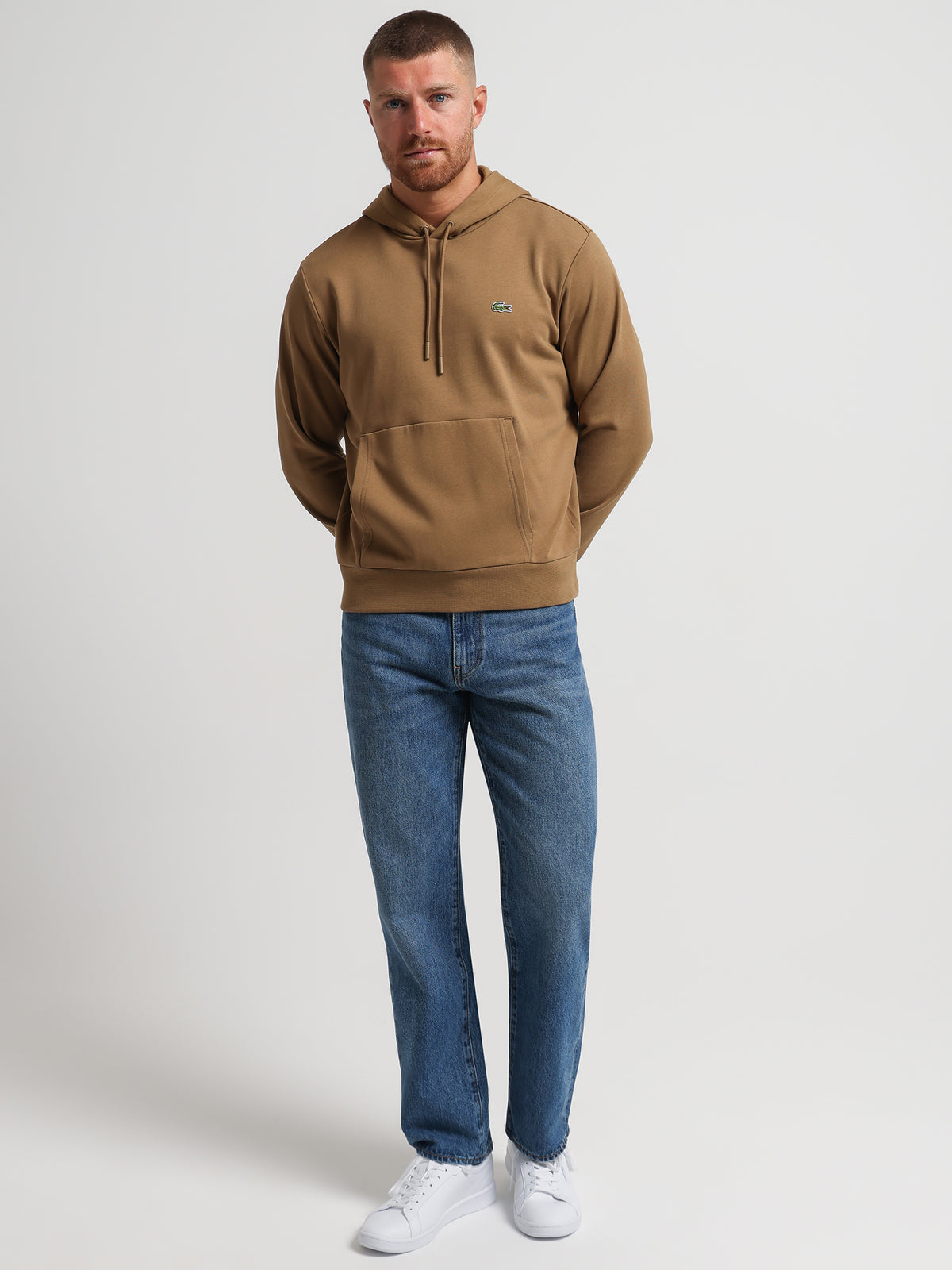 Lacoste Essentials Non Brushed Hoodie in Brown | Brown