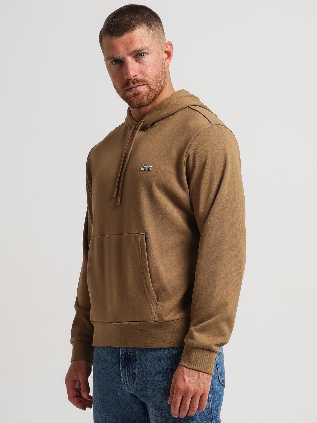 Lacoste Essentials Non Brushed Hoodie in Brown | Brown