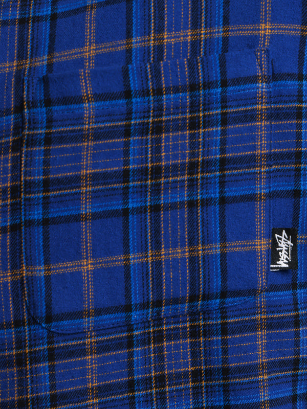 Stussy Shadow Plaid Zip Long Sleeve Shirt in Blue Blue | Glue Store