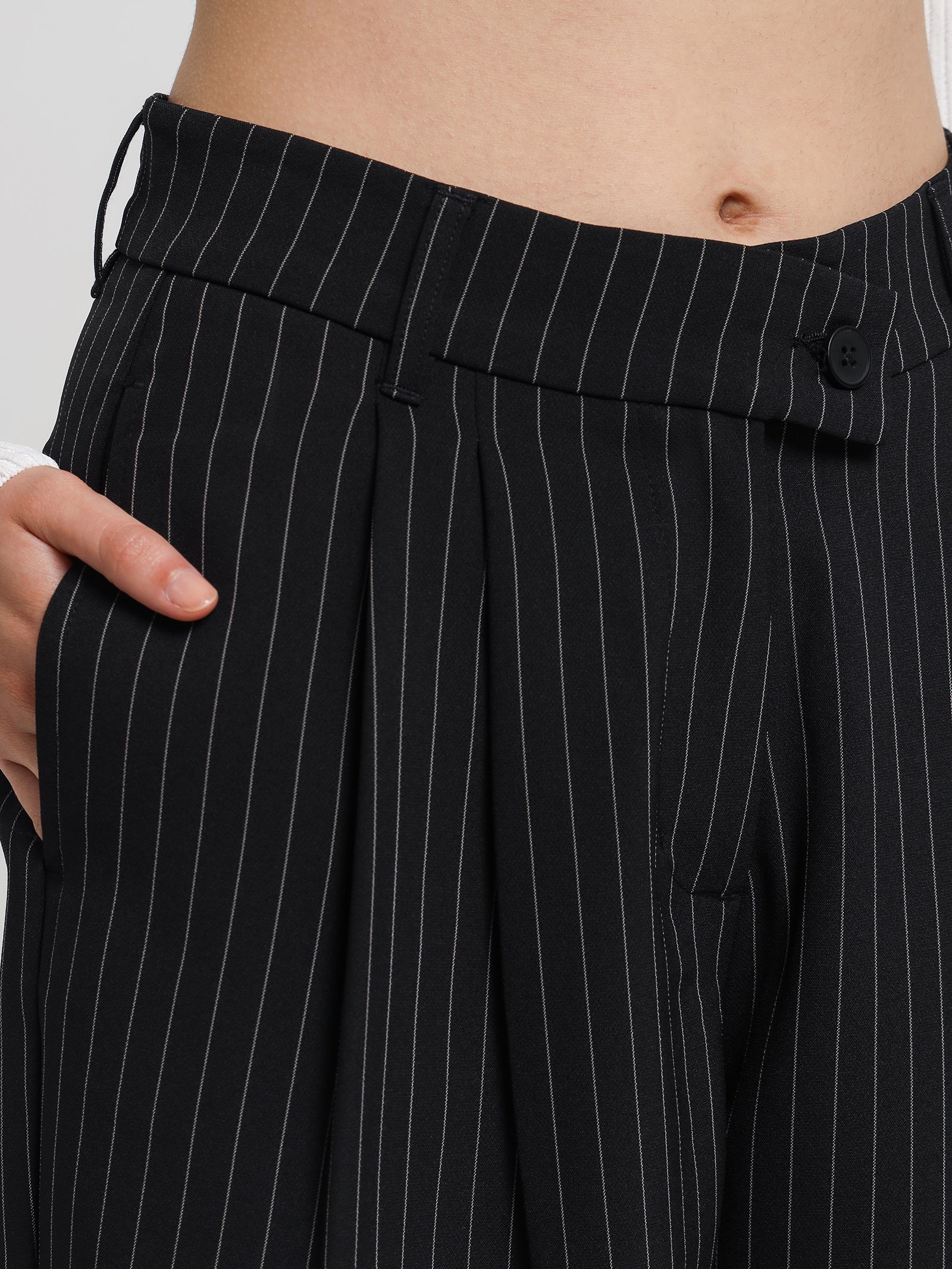 Taryn Pants in Black Pinstripe