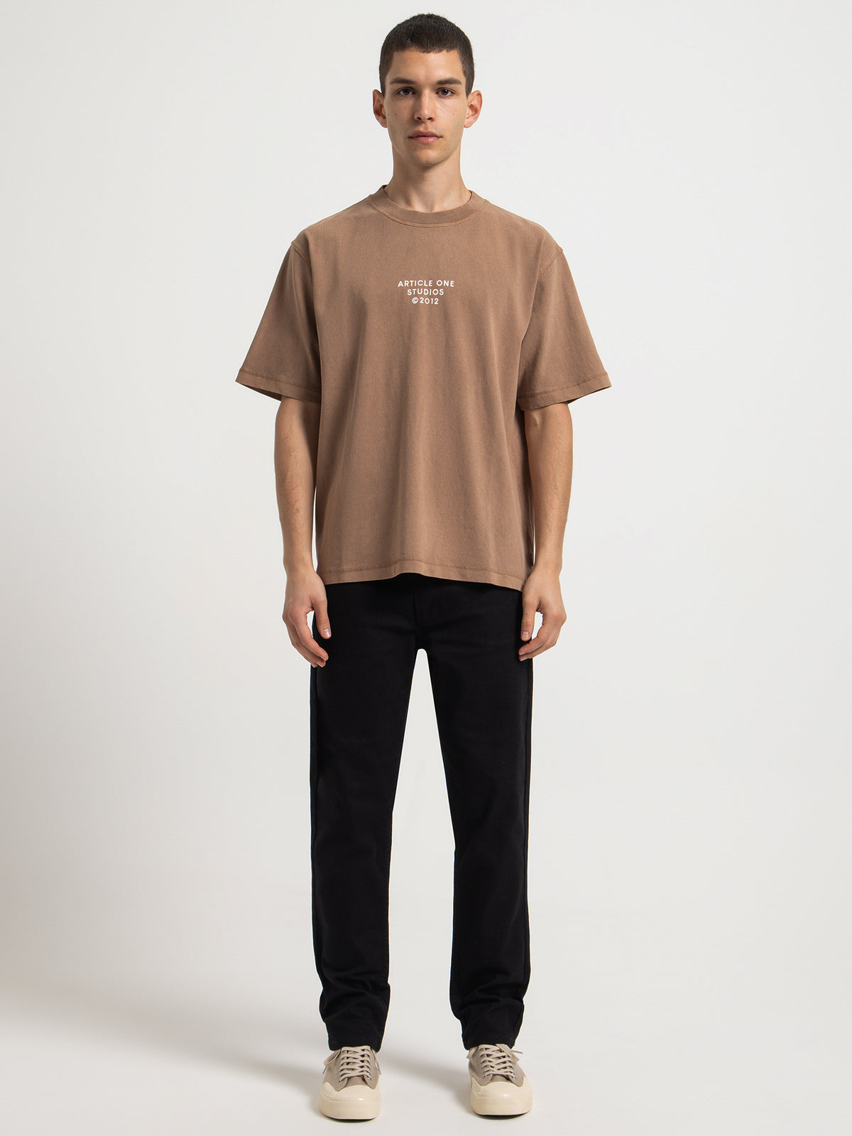 Article One Studio Logo T-Shirt in Pecan | Pecan