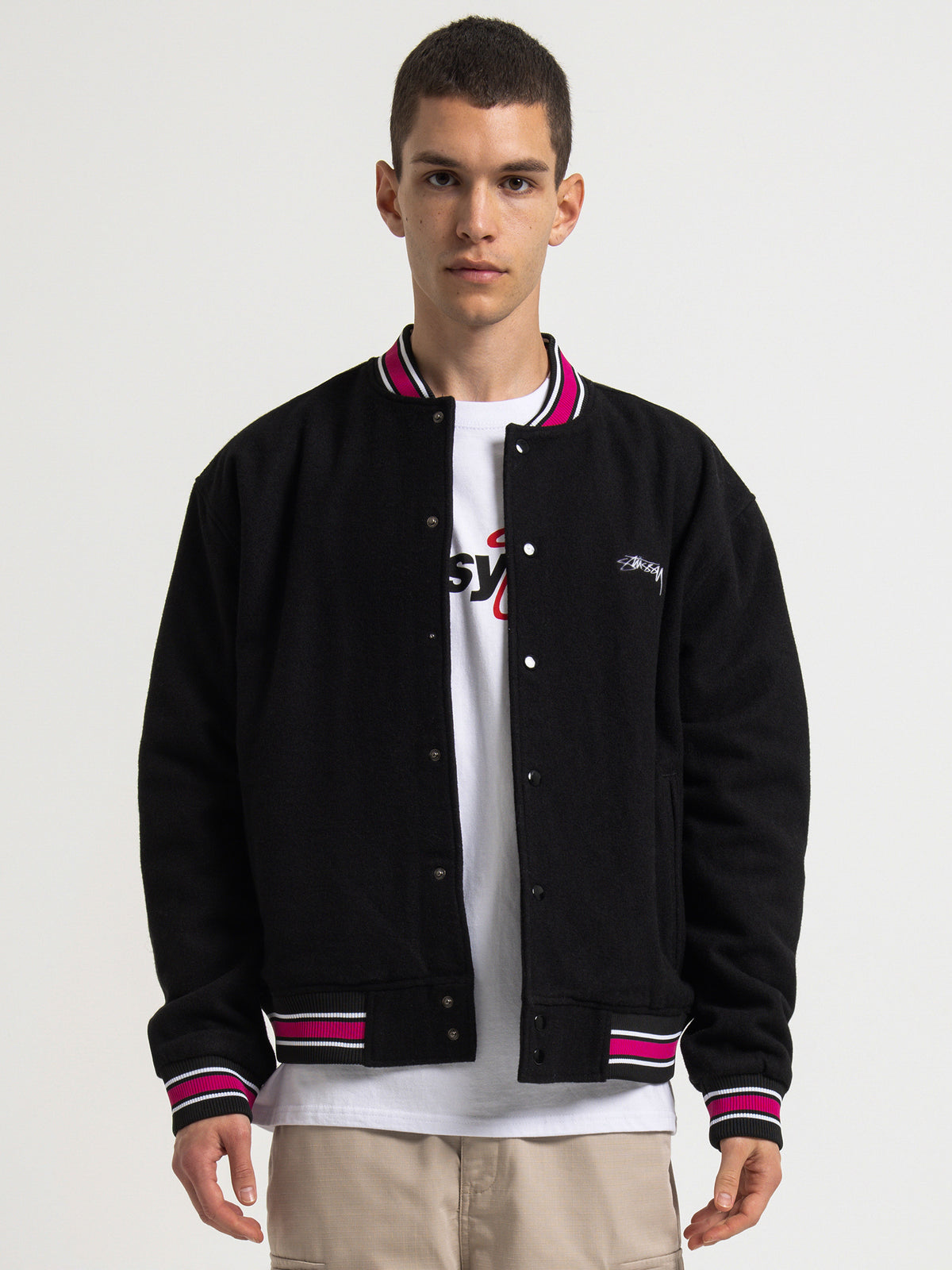 Stussy Varsity Jacket in Black | Black