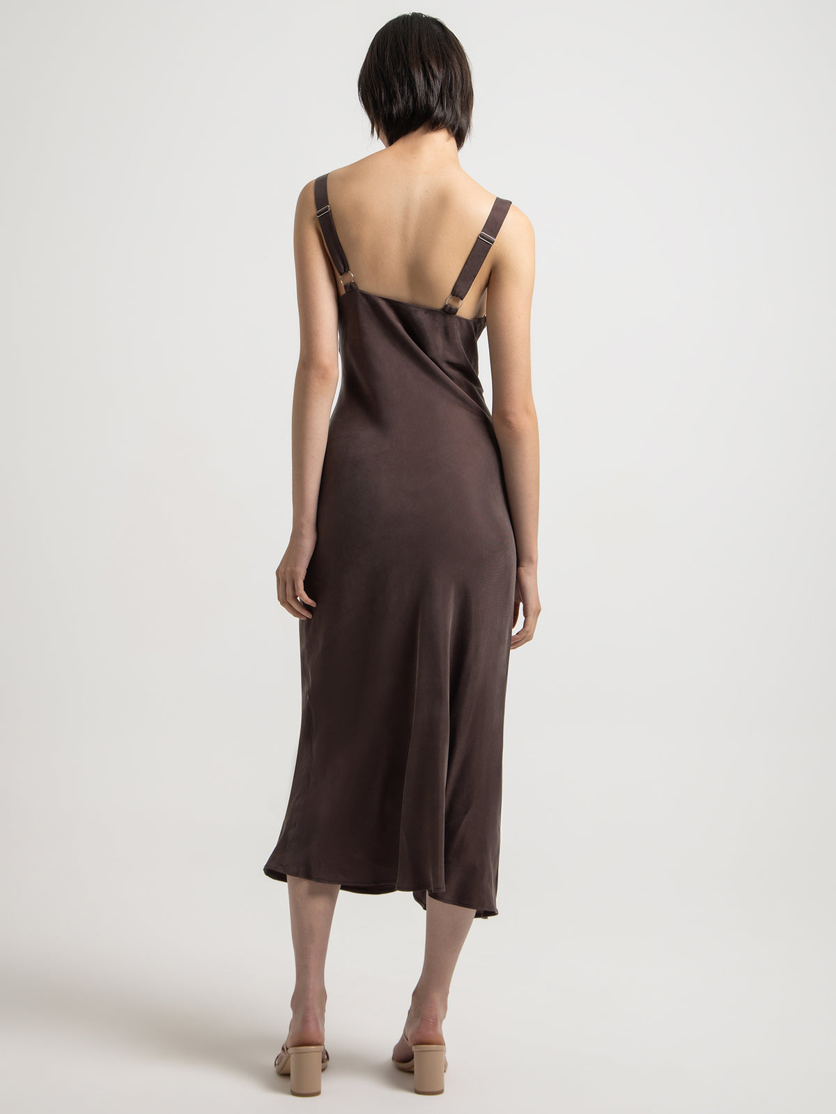 Nude Lucy Ren Cupro Slip Dress in Cinder Brown | Cinder