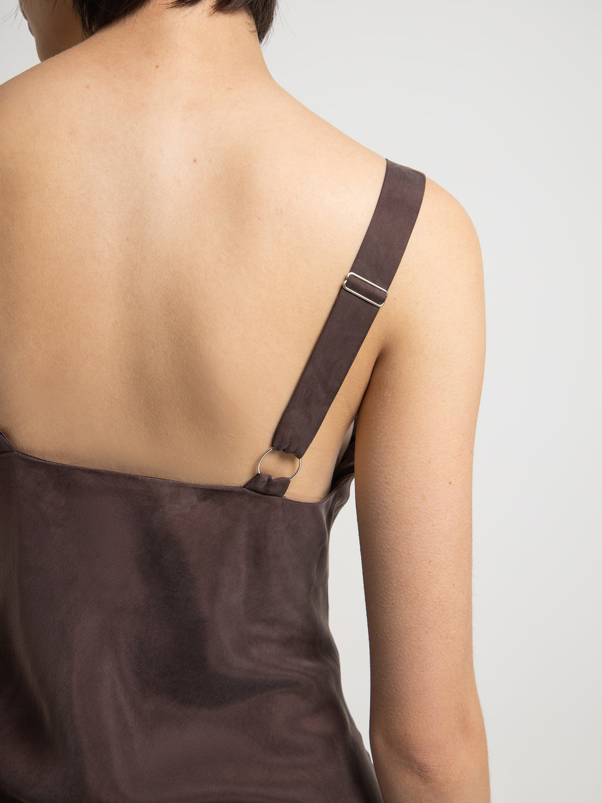 Nude Lucy Ren Cupro Slip Dress in Cinder Brown | Cinder