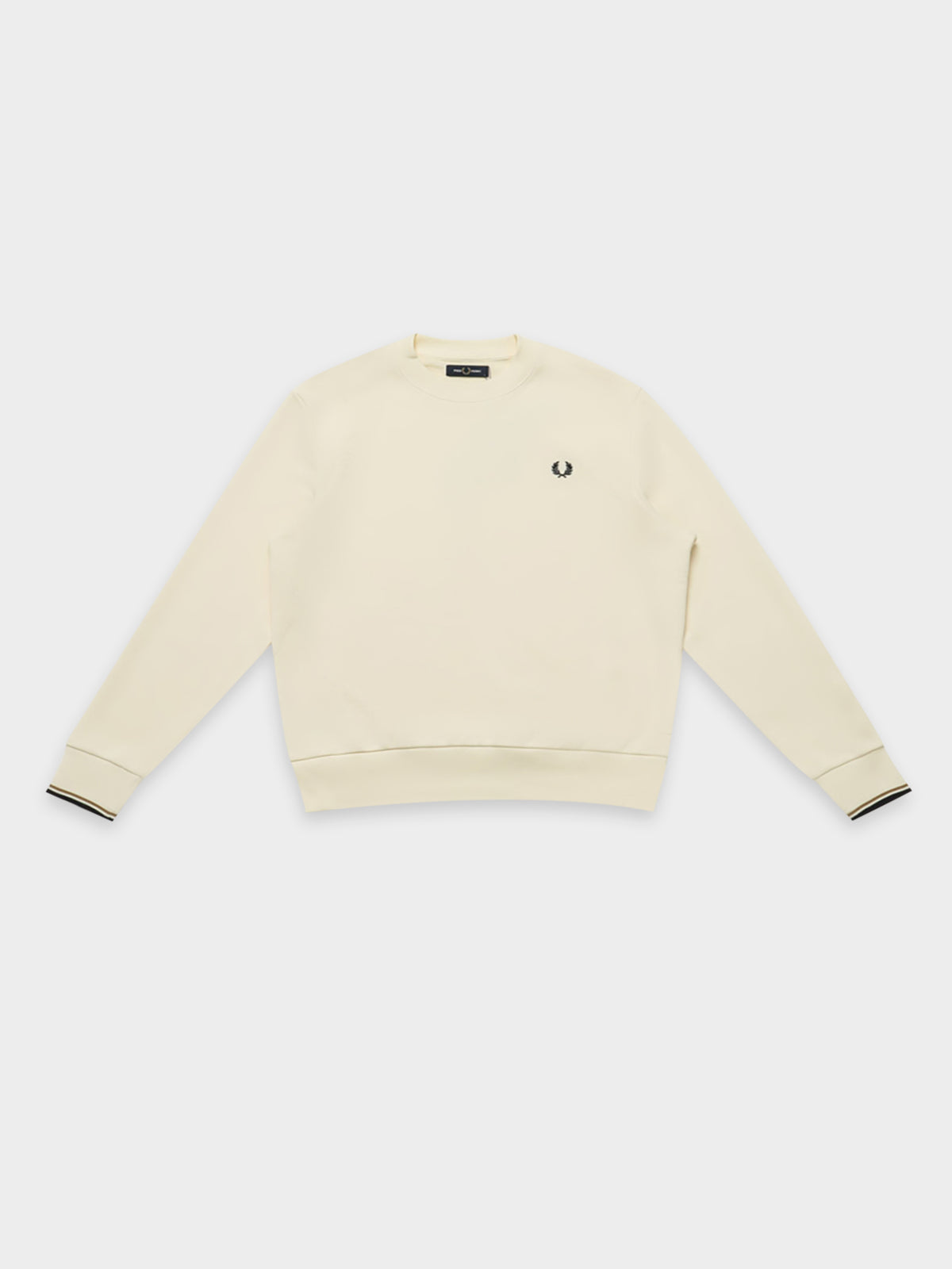 Fred Perry Crew Neck Sweatshirt in Ecru White | Ecru