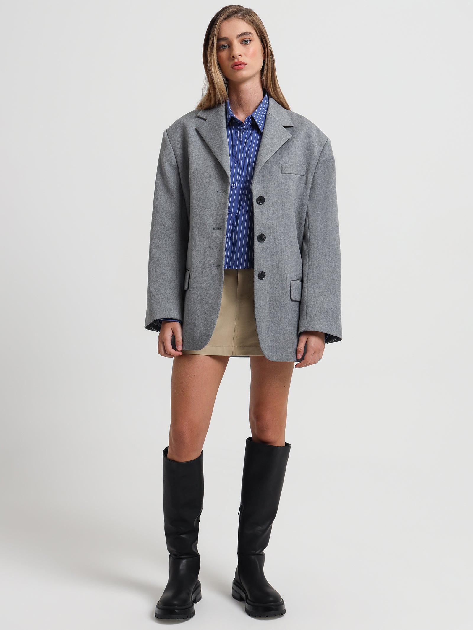 Gabe Oversized Blazer in Dove Grey